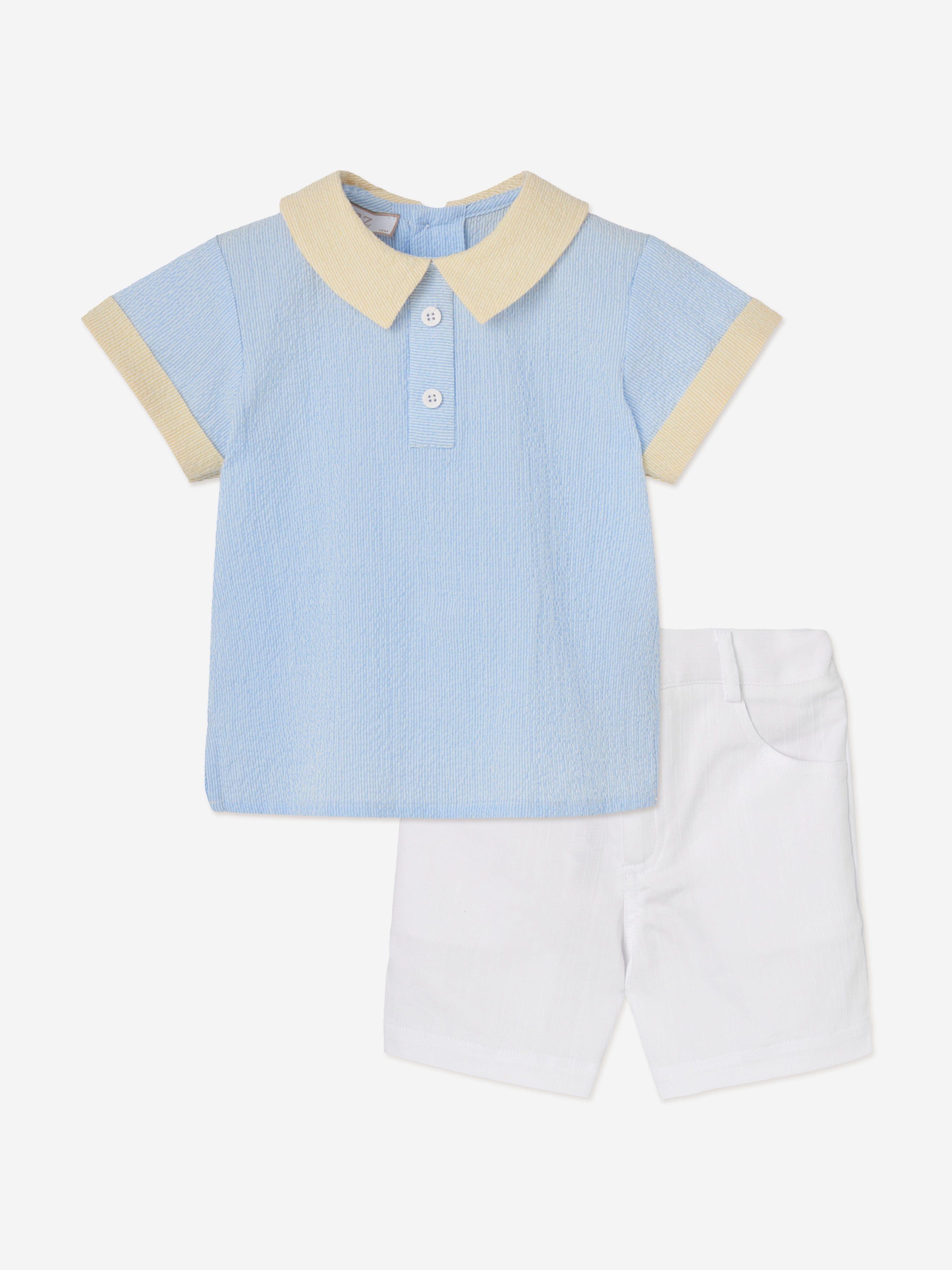 Paz Rodriguez Baby Boys Cotton Short Set in Blue