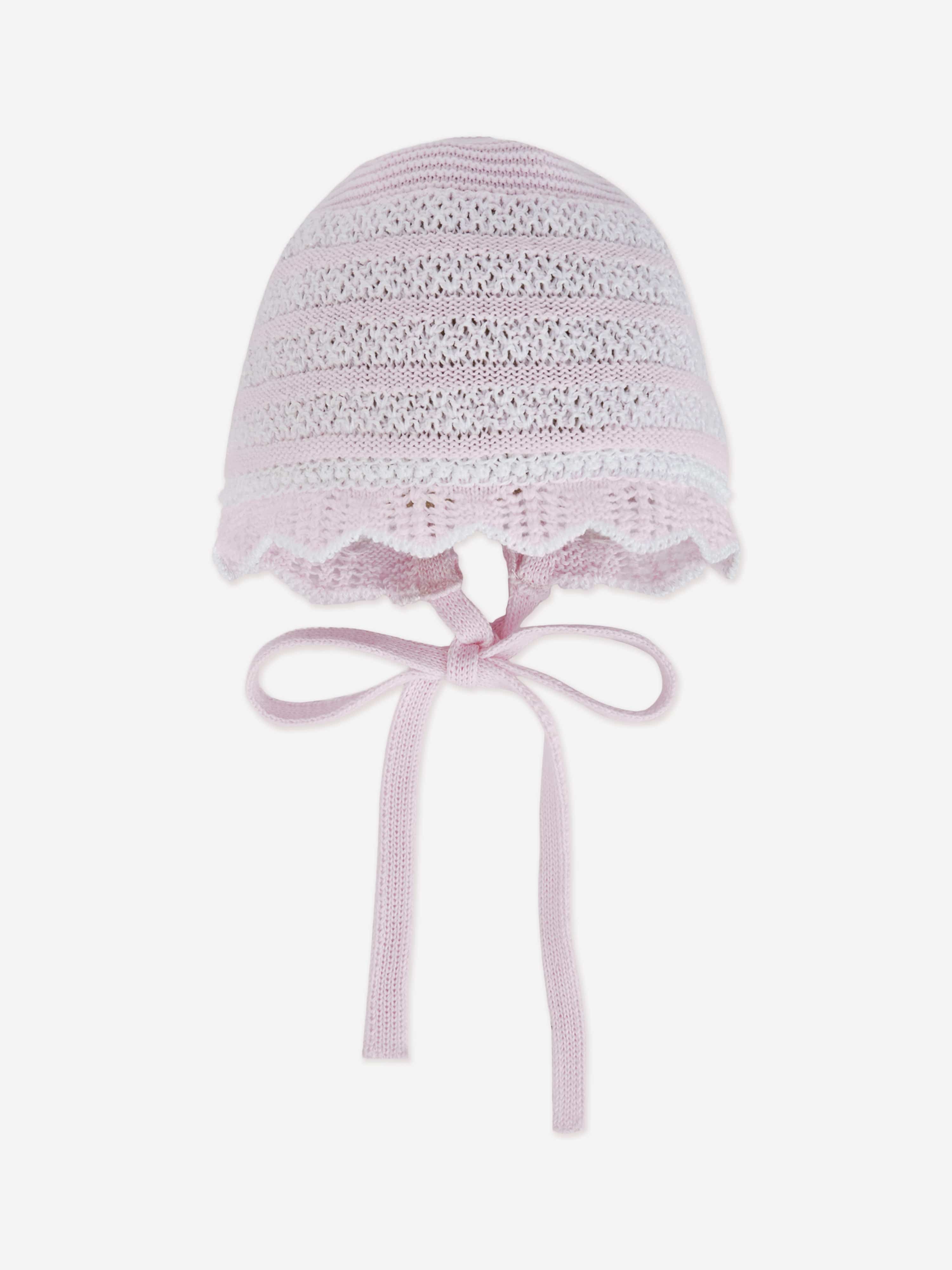 Paz Rodriguez Baby Girls Cotton Knit Bonnet in Pink