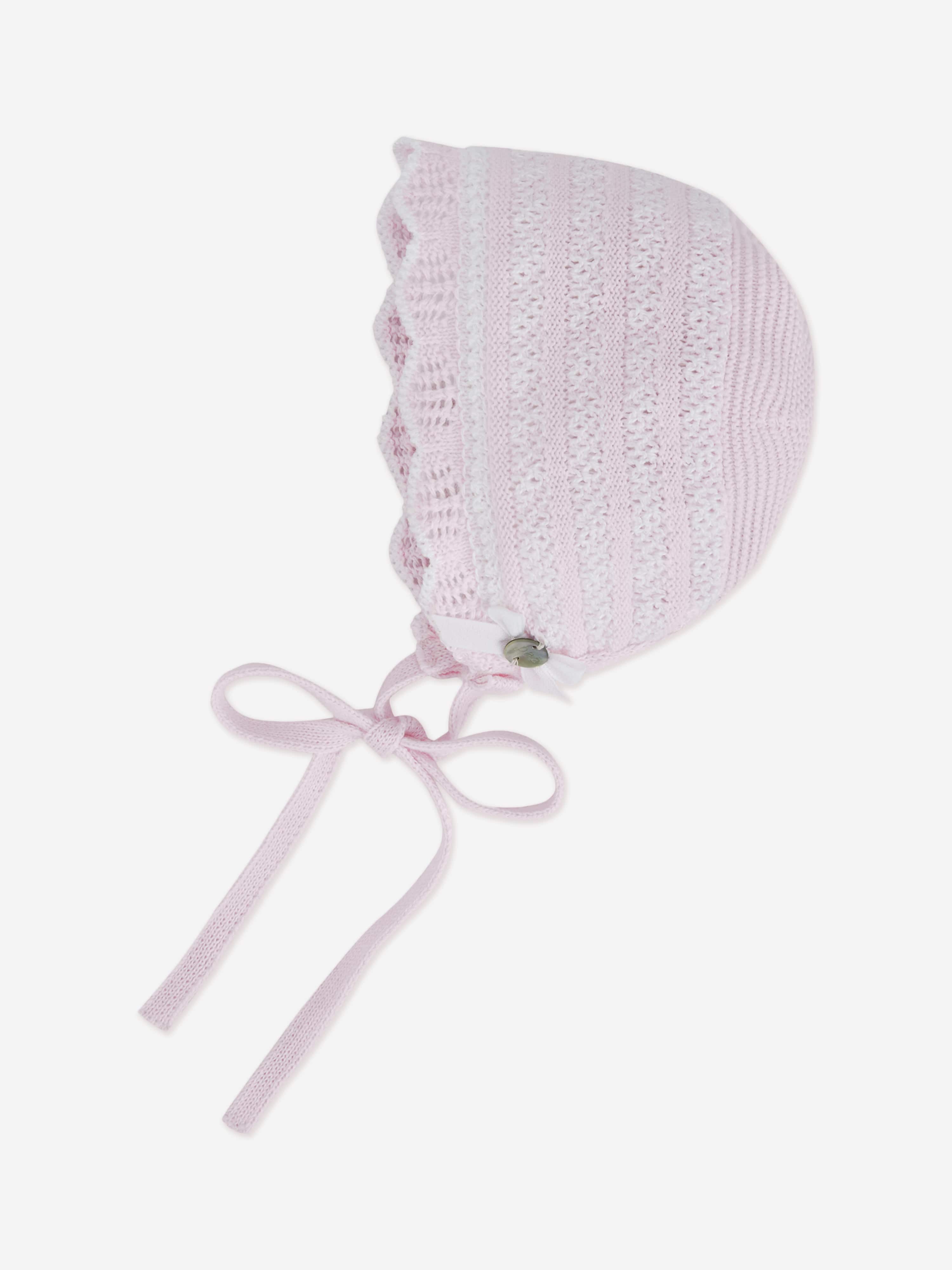 Paz Rodriguez Baby Girls Cotton Knit Bonnet in Pink