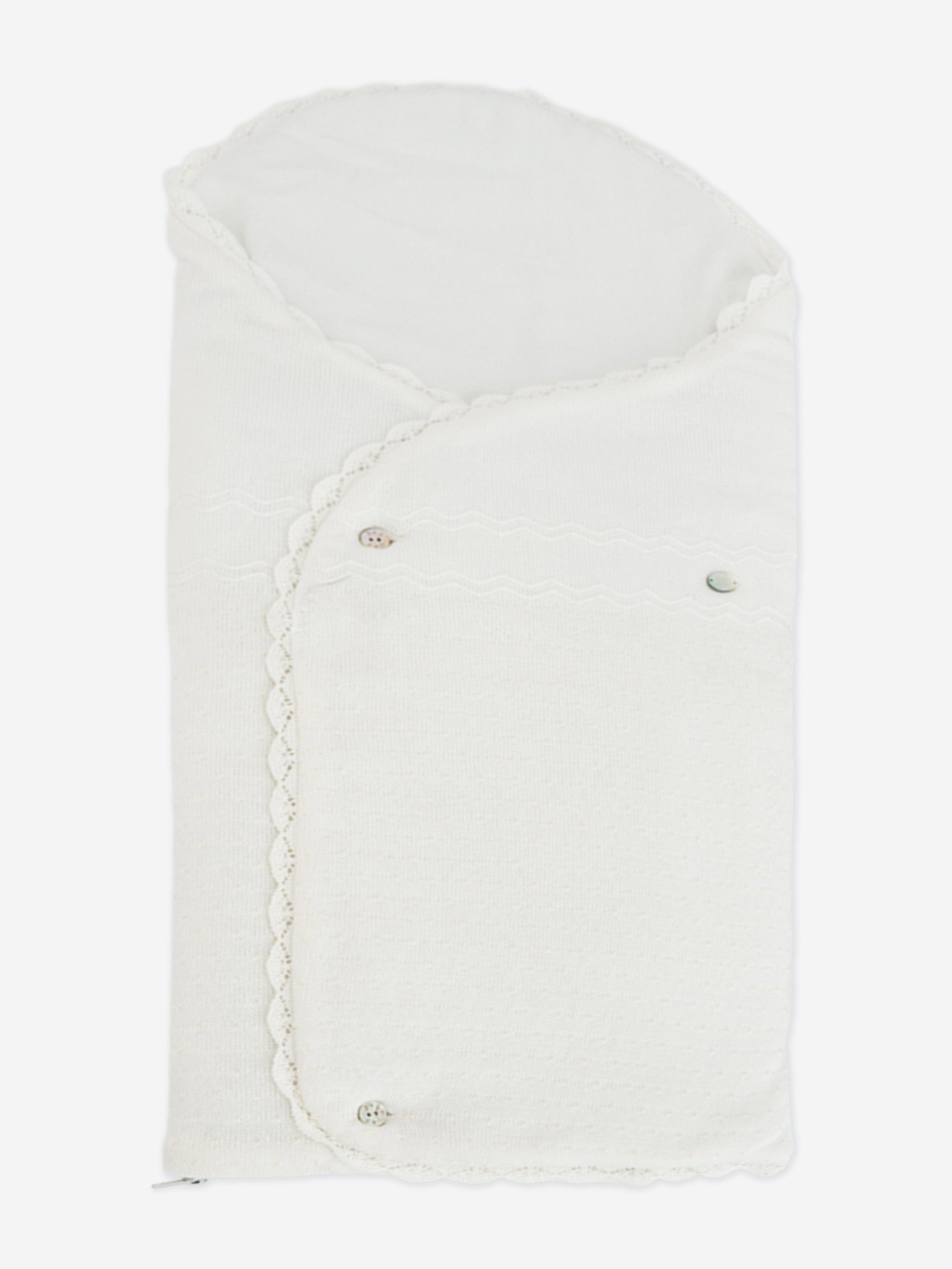 Paz Rodriguez Baby Cotton Embroidered Nest in Ivory