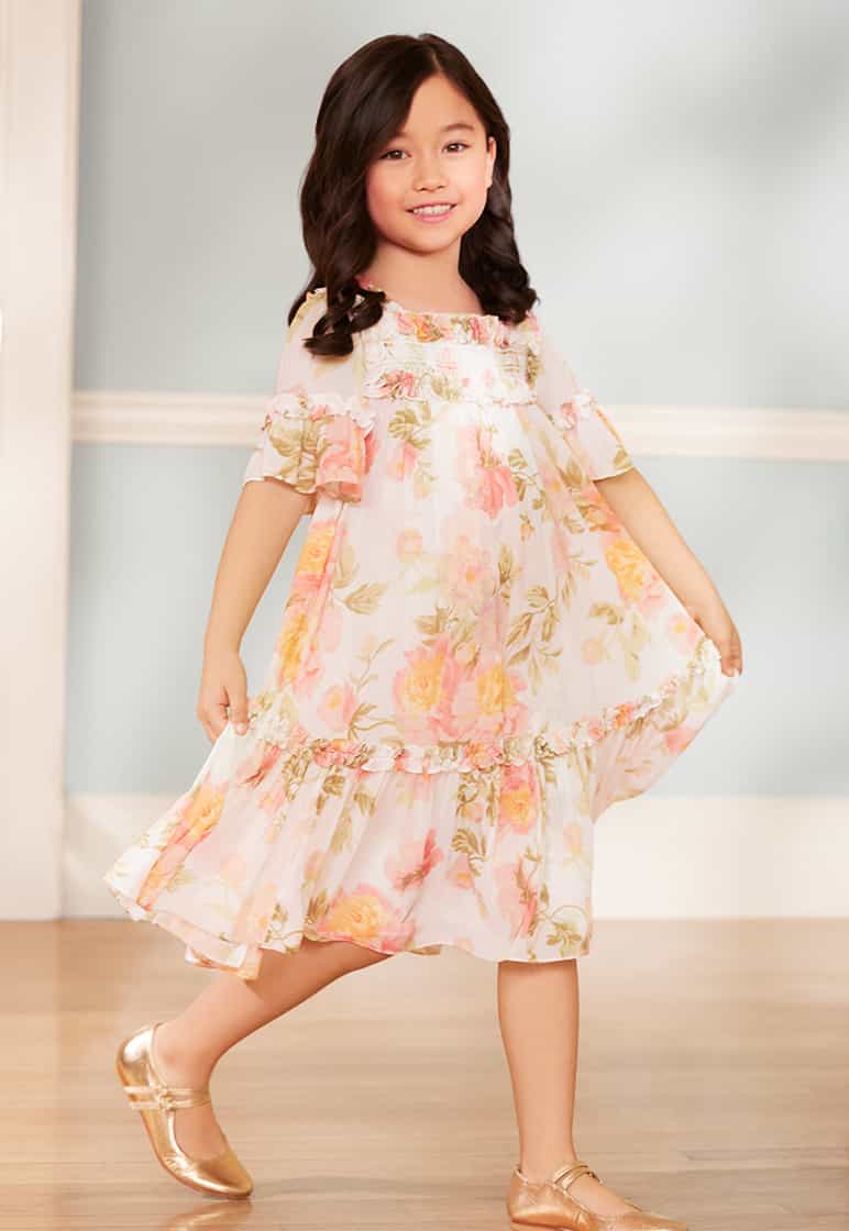 Needle & Thread Girls Peony Promise Chiffon Dress in Multicolour