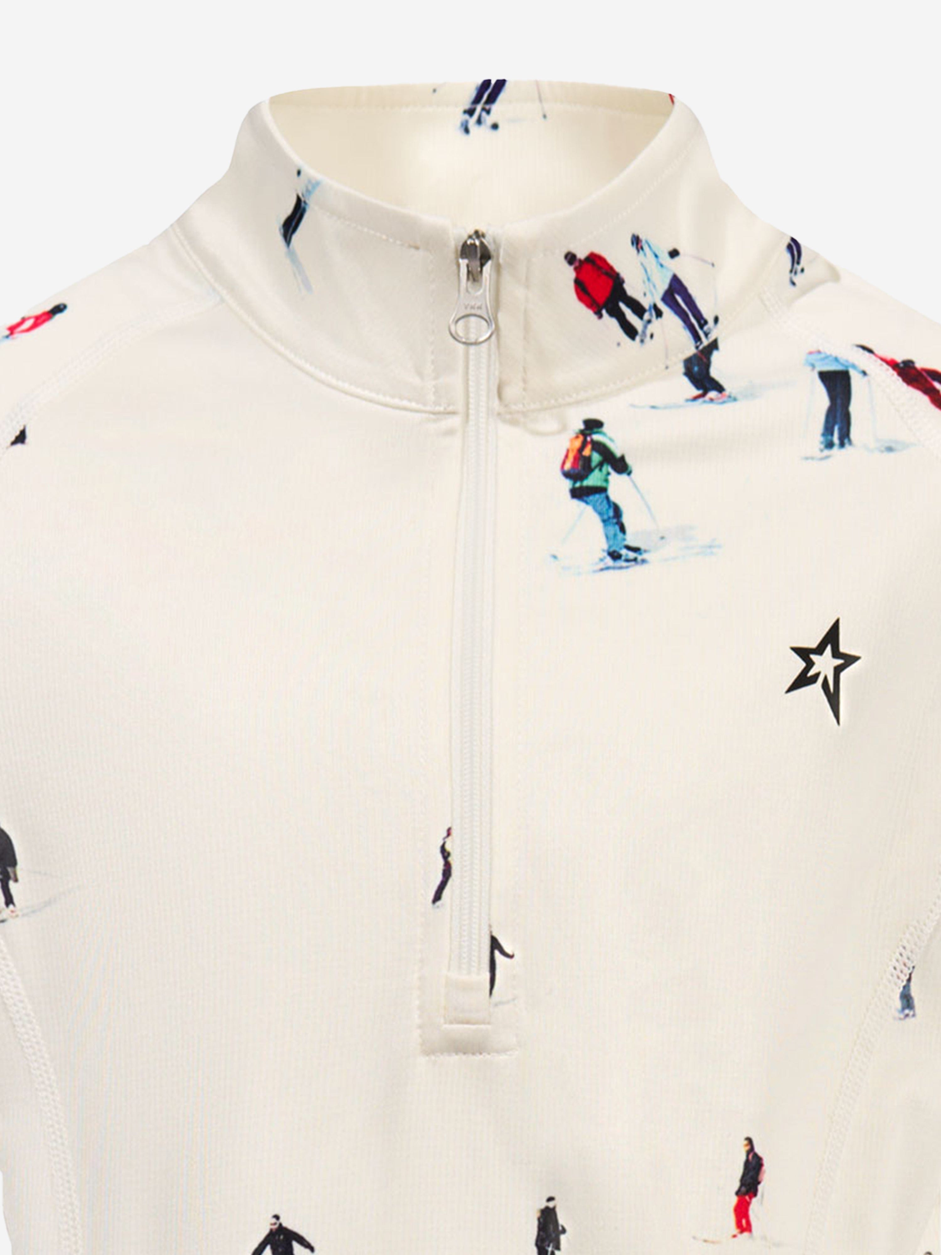 Perfect Moment Kids Ski Print Thermal Top in Ivory