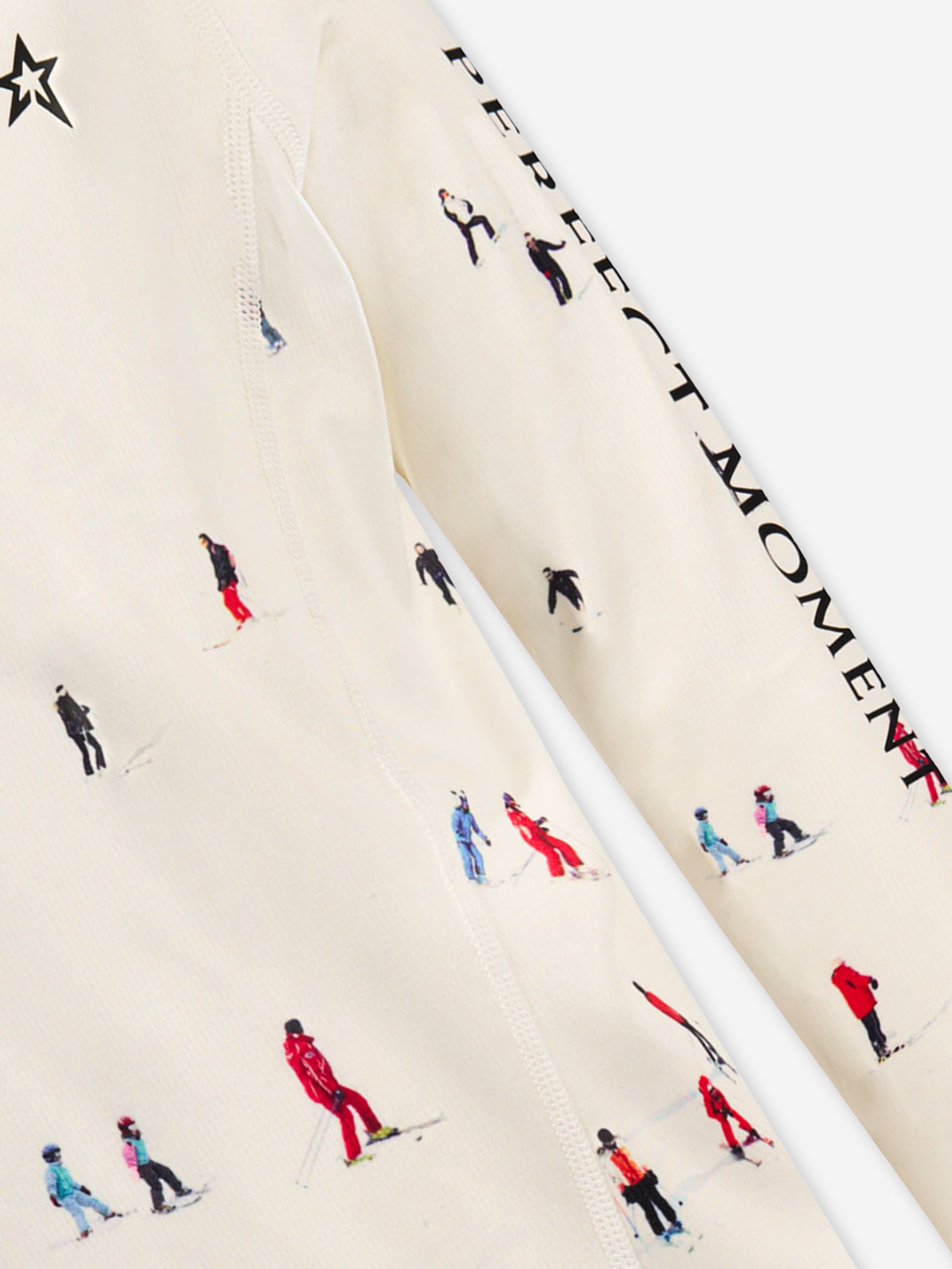 Perfect Moment Kids Ski Print Thermal Top in Ivory