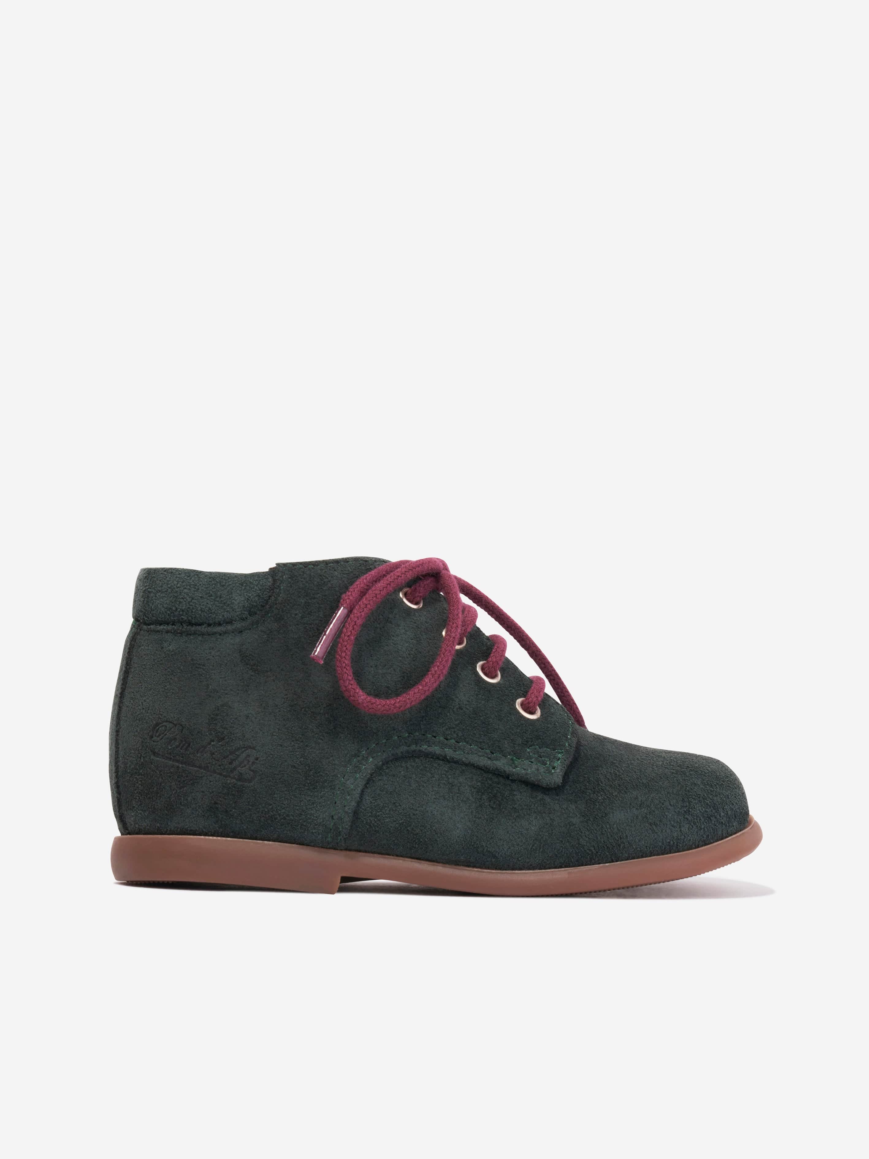 Pom D'Api Baby Suede Nioupi Derby Boots in Green