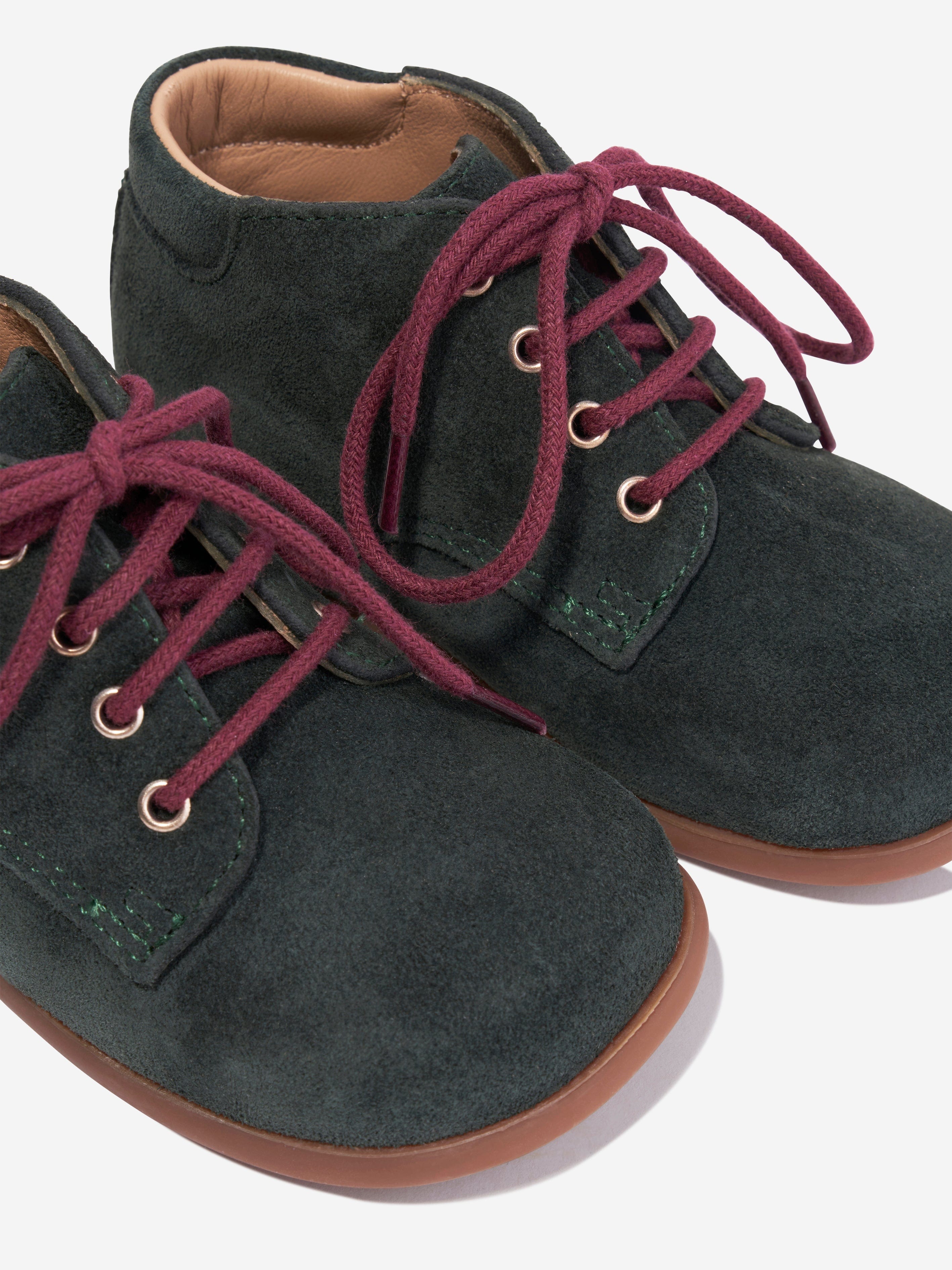 Pom D'Api Baby Suede Nioupi Derby Boots in Green