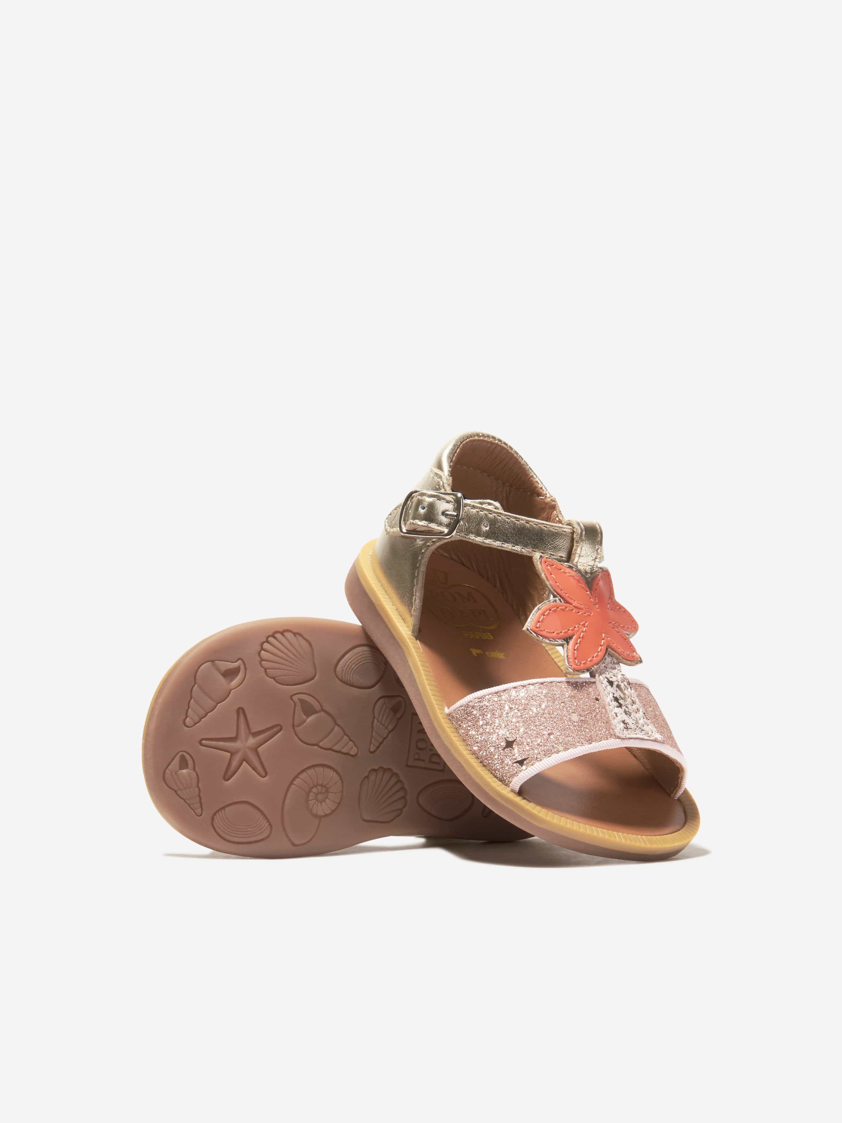 Pom D'Api Girls Poppy Malibu Sandals in Gold