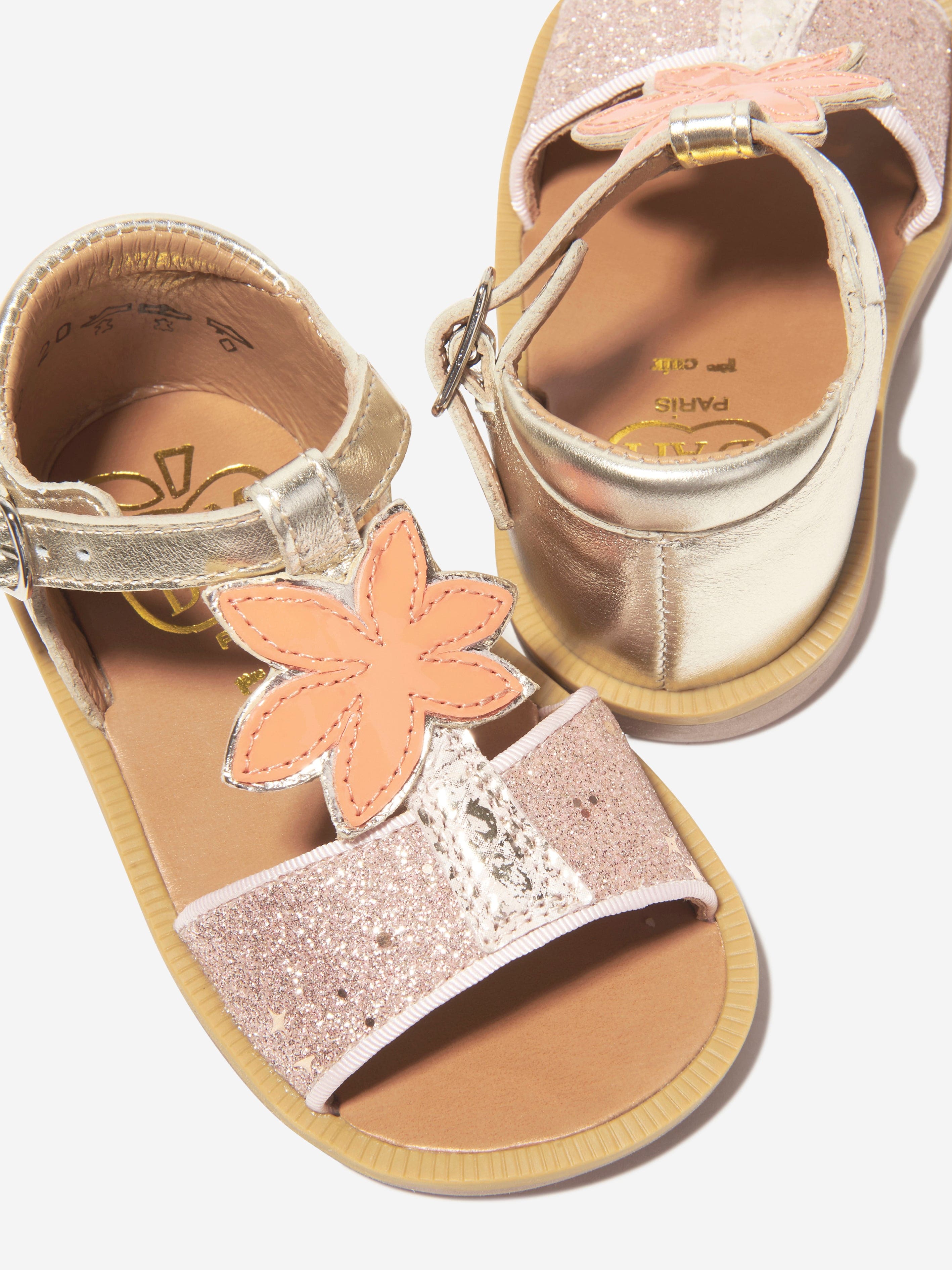 Pom D'Api Girls Poppy Malibu Sandals in Gold