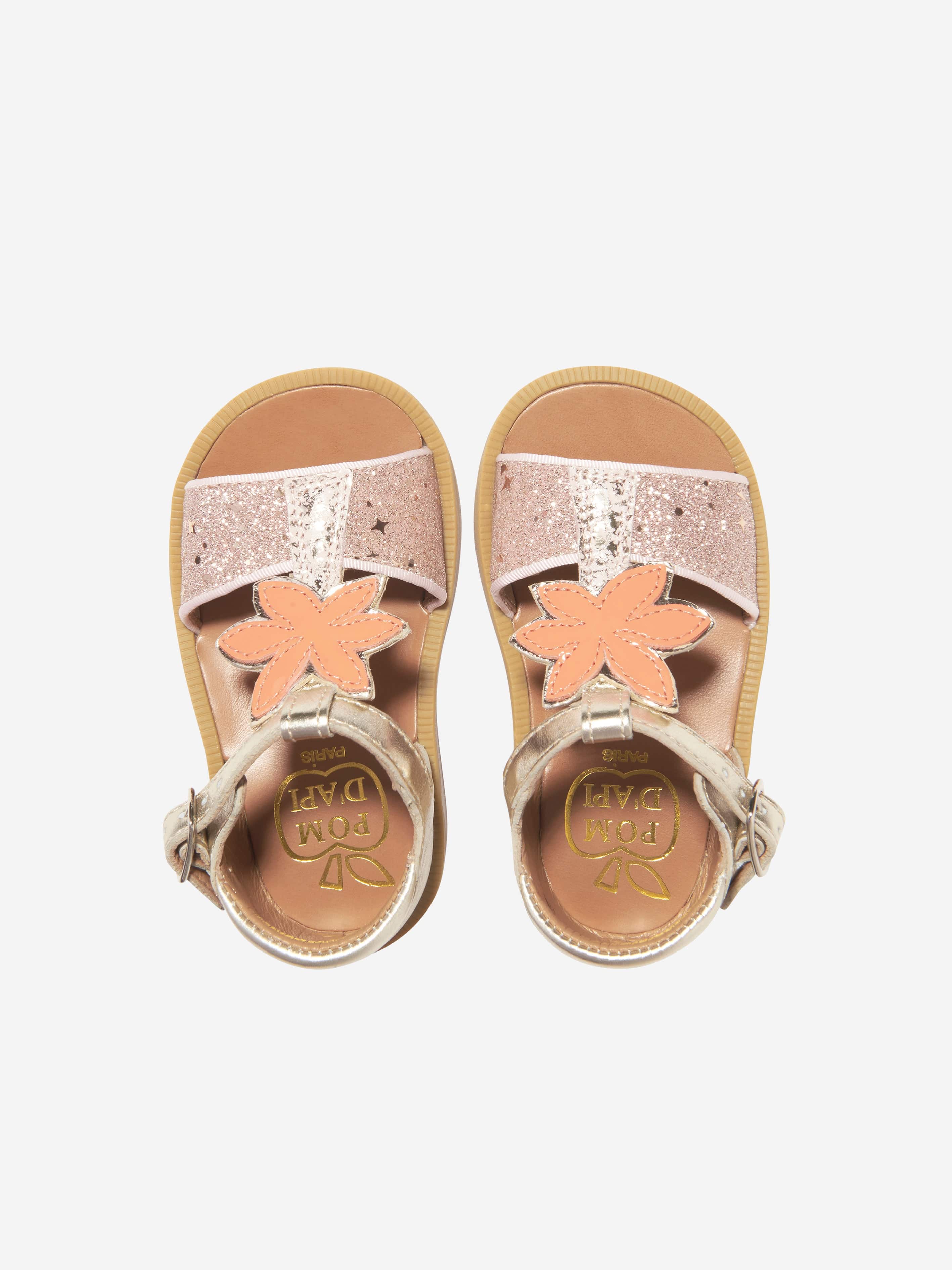 Pom D'Api Girls Poppy Malibu Sandals in Gold