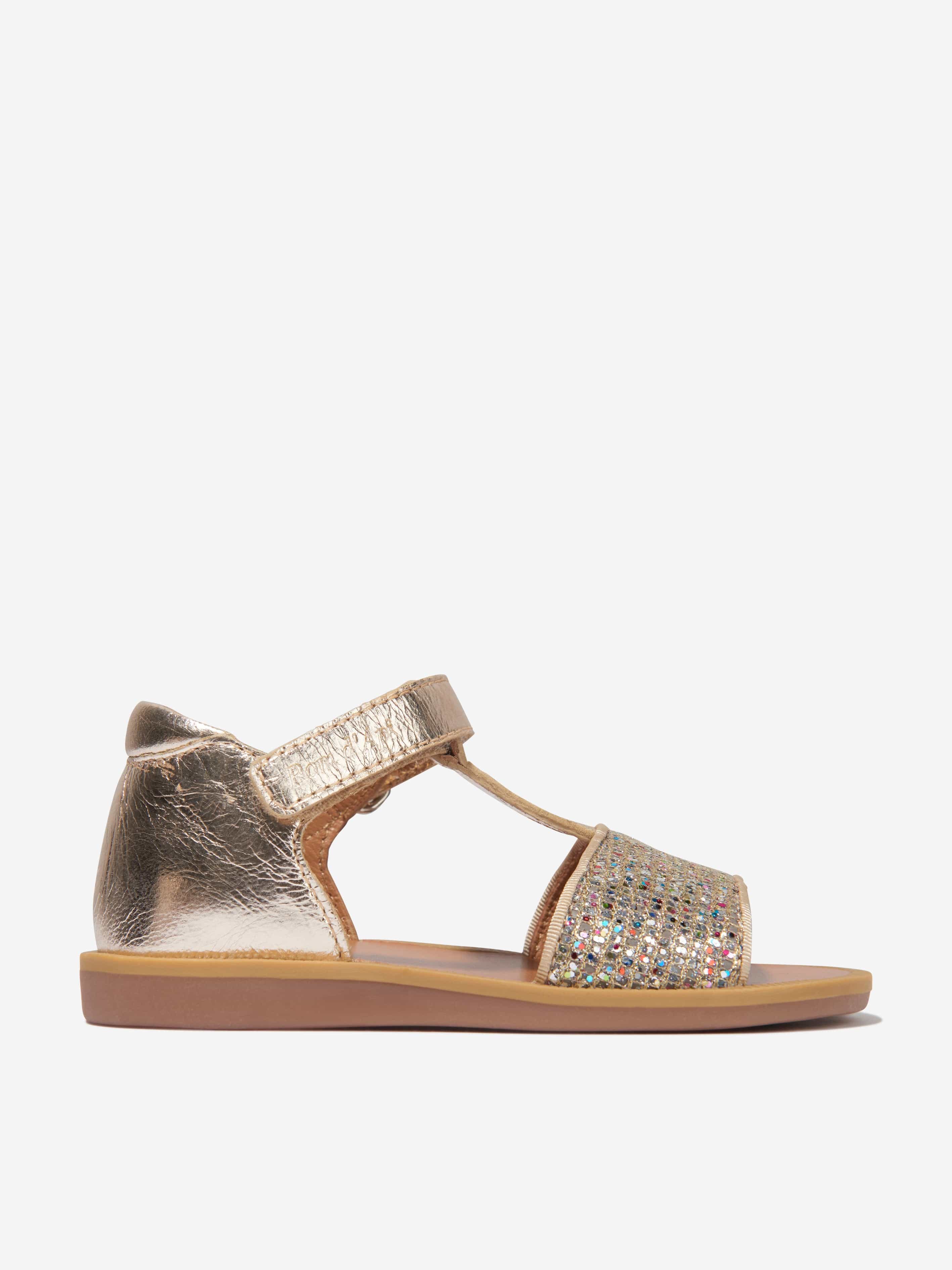 Pom D'Api Girls Poppy Tao Easy Buckle Sandals in Gold