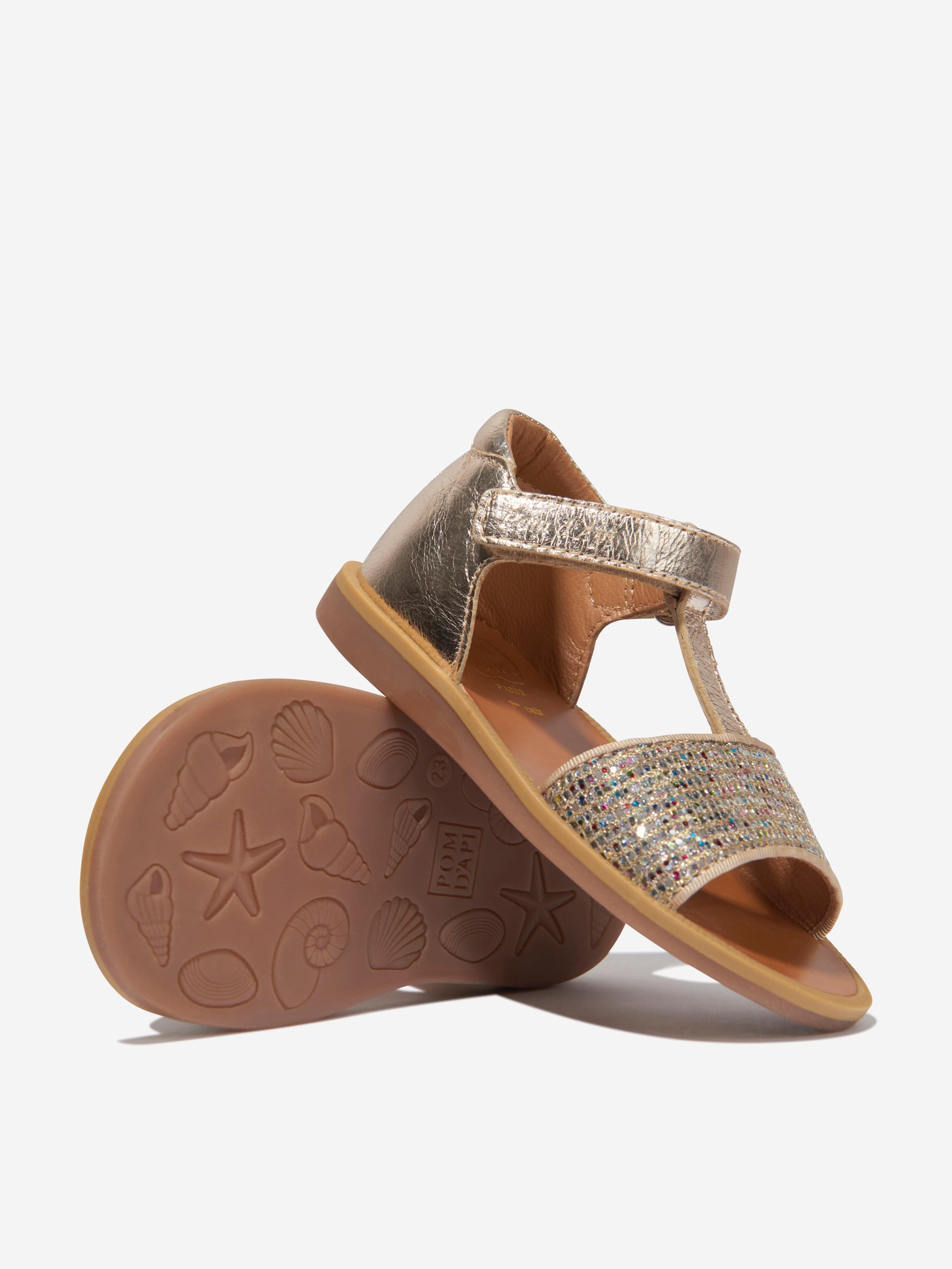 Pom D'Api Girls Poppy Tao Easy Buckle Sandals in Gold