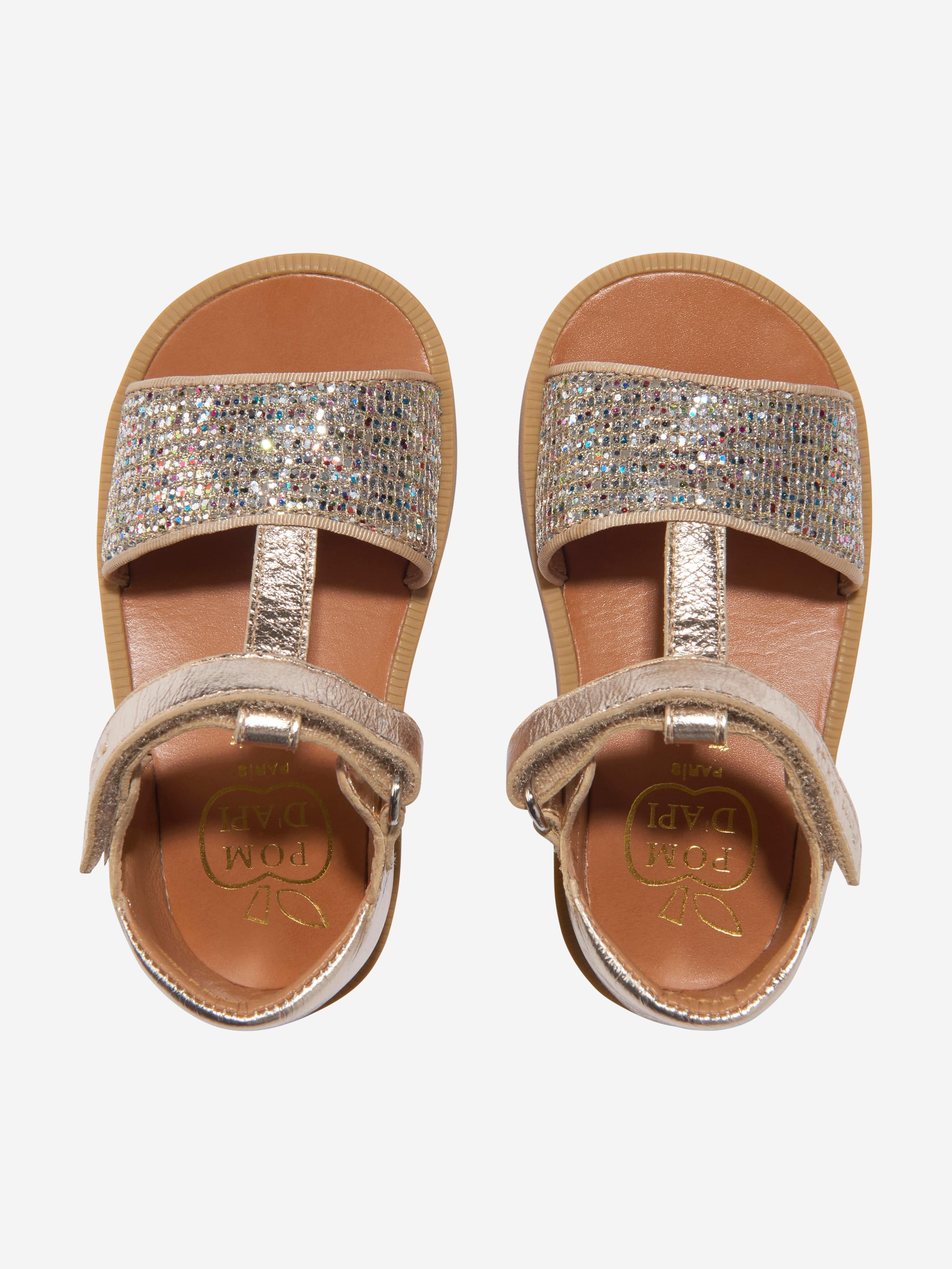 Pom D'Api Girls Poppy Tao Easy Buckle Sandals in Gold