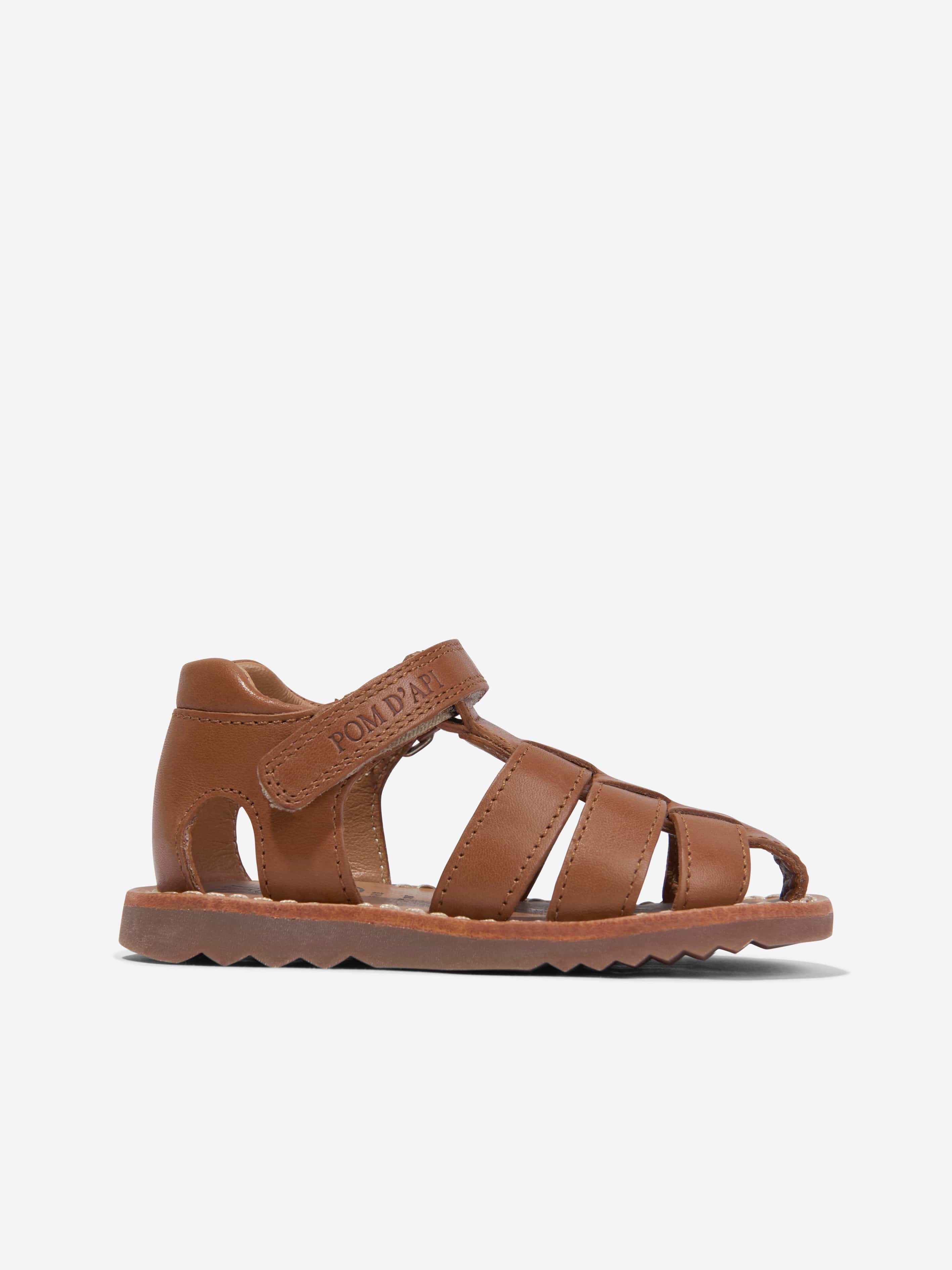 Pom D'Api Kids Leather Waff Papy Sandals in Camel