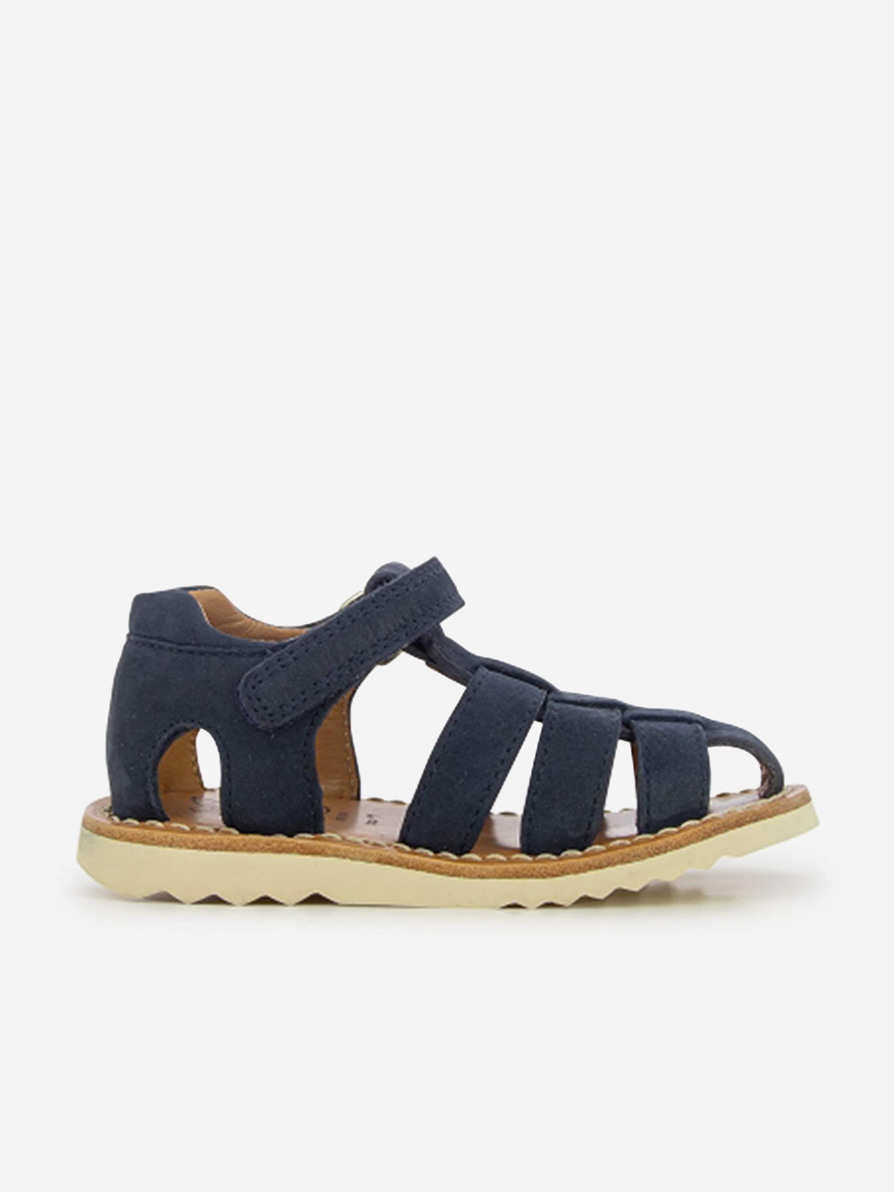 Pom D'Api Kids Leather Waff Papy Sandals in Navy