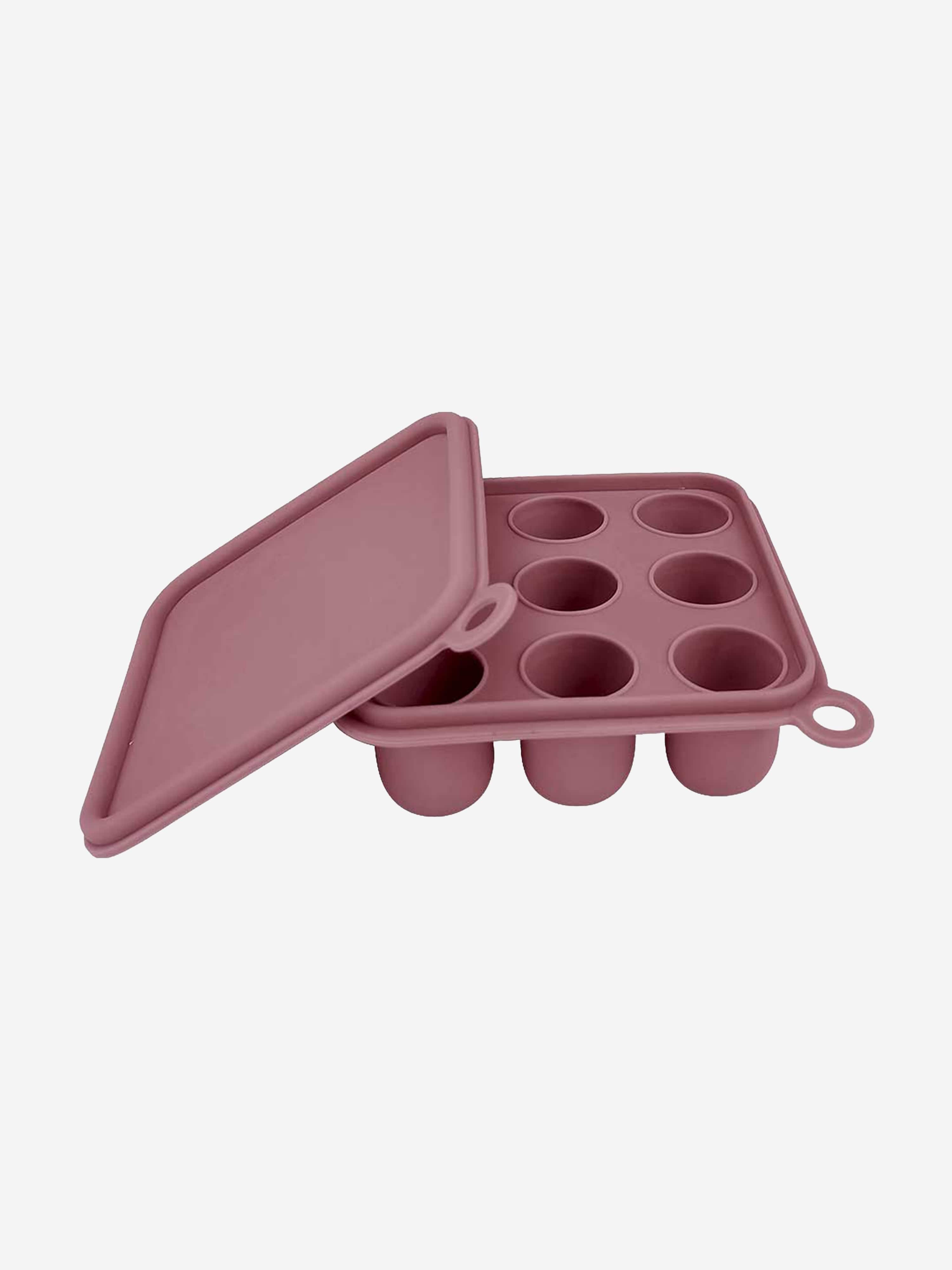 Silicone Baby Freezer Cube Trays with Cover in Pink