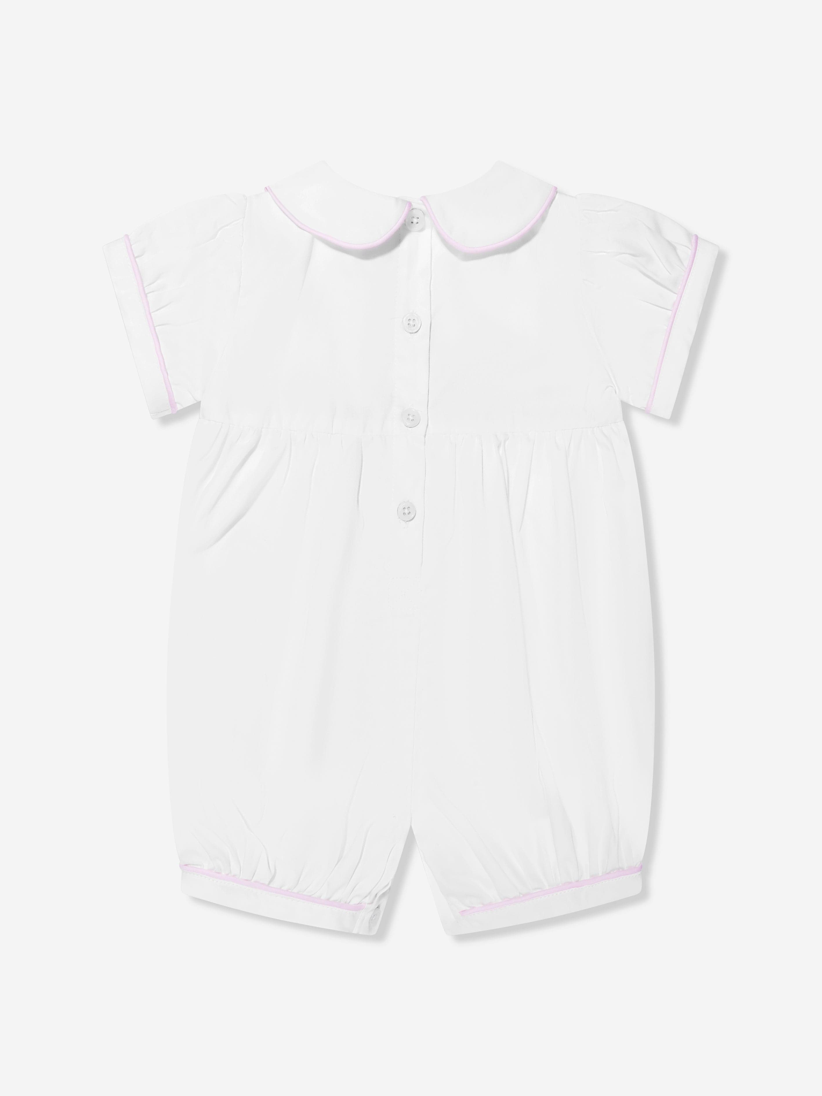 Rachel Riley Baby Girls Princess Crown Embroidered Romper in Ivory