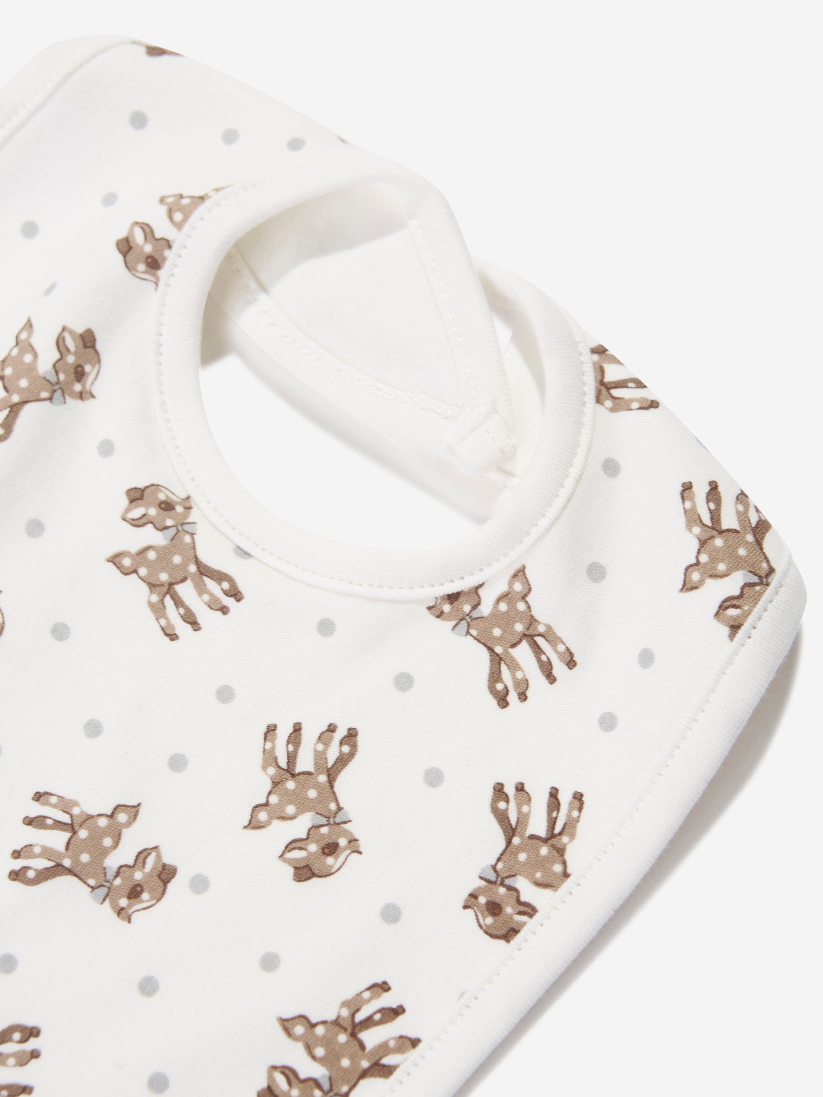 Rachel Riley Baby Fawn Bib in White