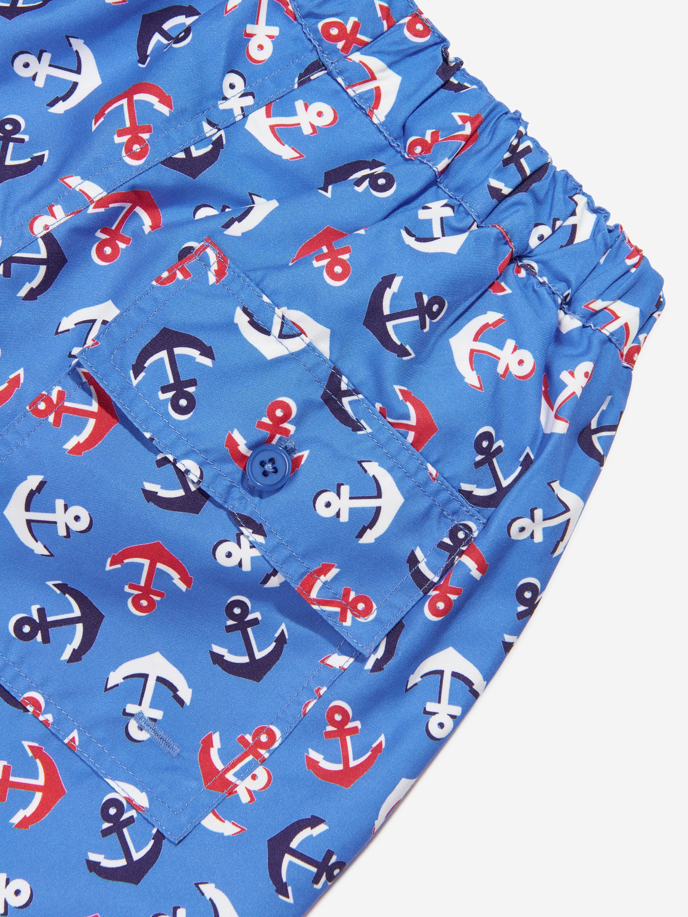 Rachel Riley Boys Anchor Swim Shorts in Blue