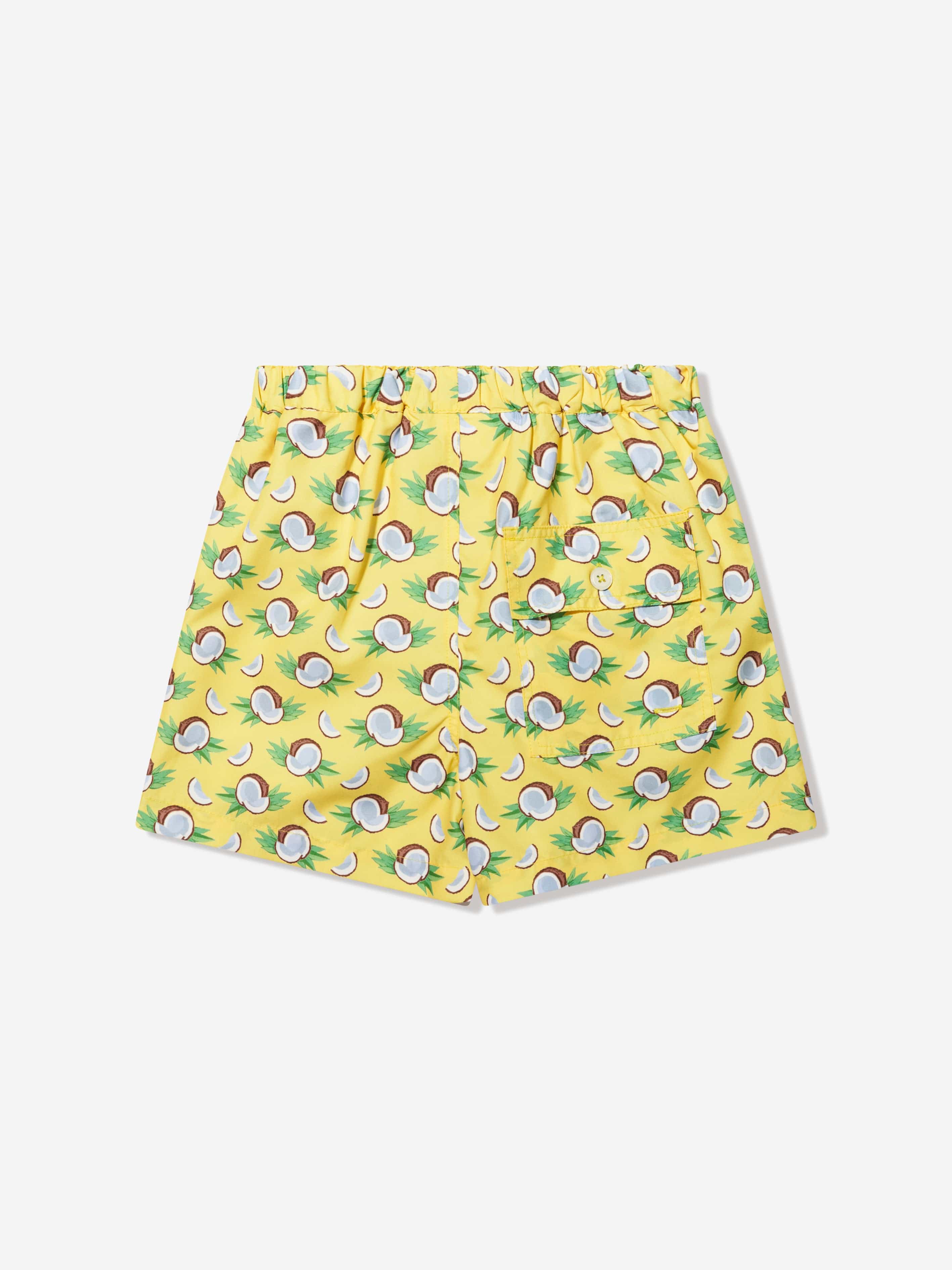 Rachel Riley Boys Coconut Swim Shorts in Yellow