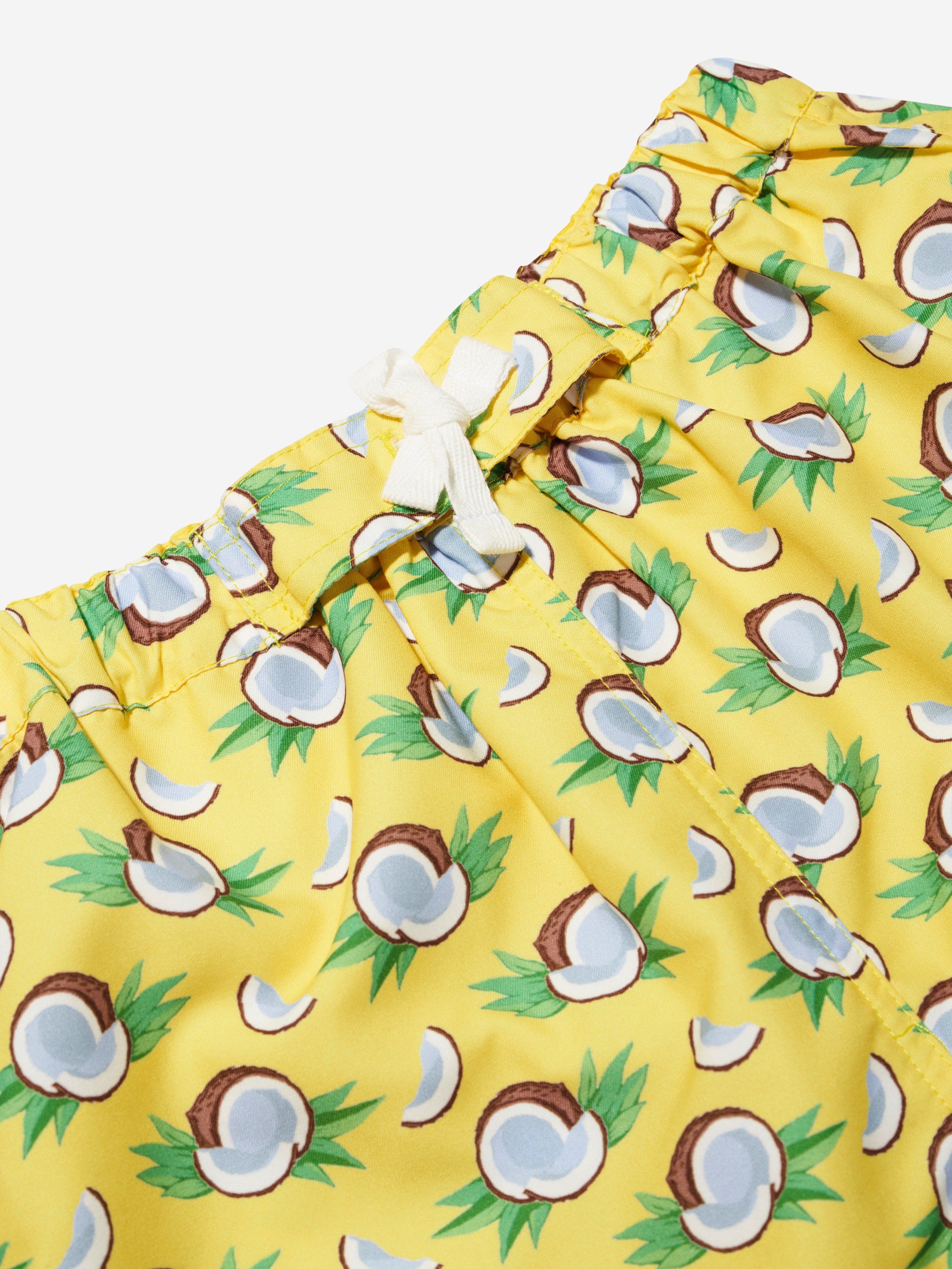 Rachel Riley Boys Coconut Swim Shorts in Yellow