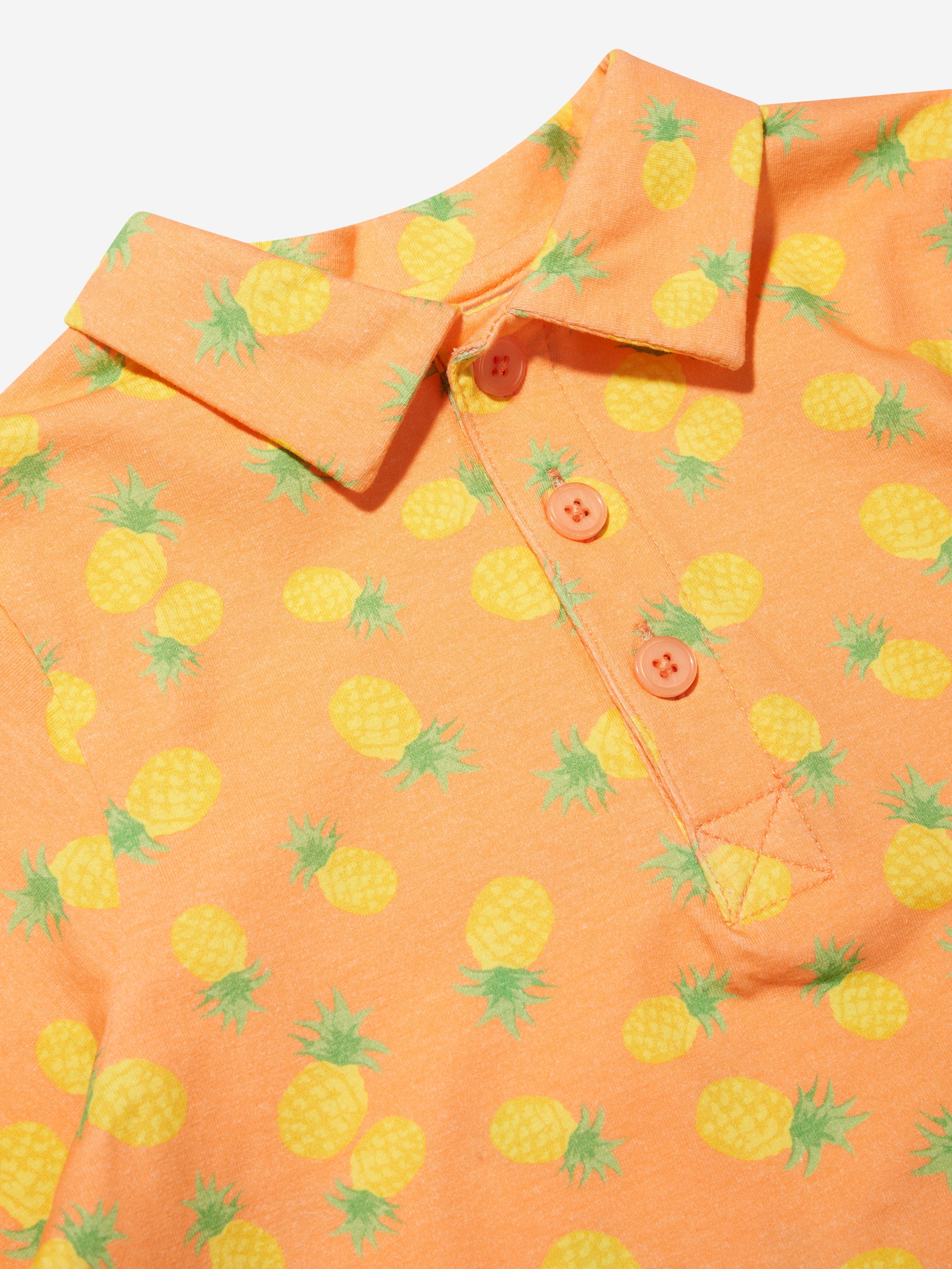 Rachel Riley Boys Pineapple Polo Shirt in Orange