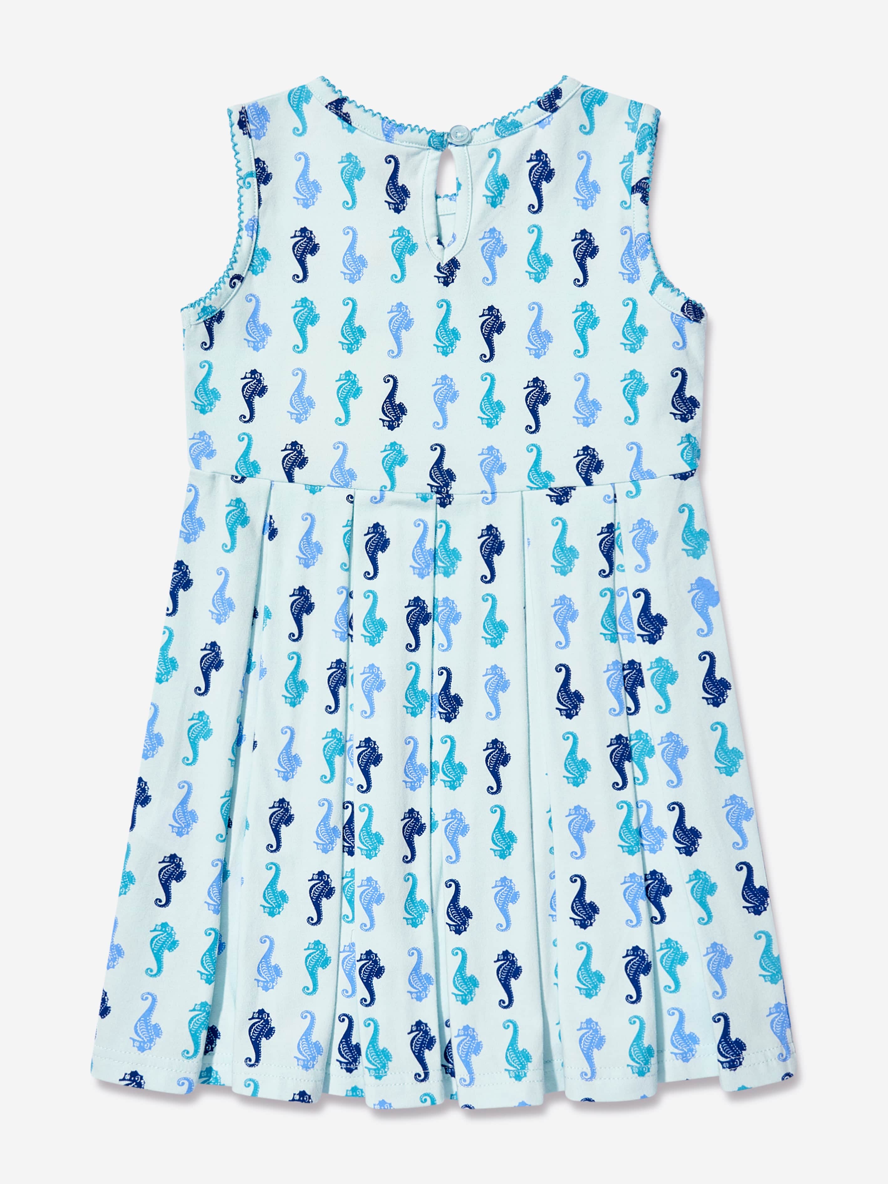 Rachel Riley Girls Seahorse Dress in Blue