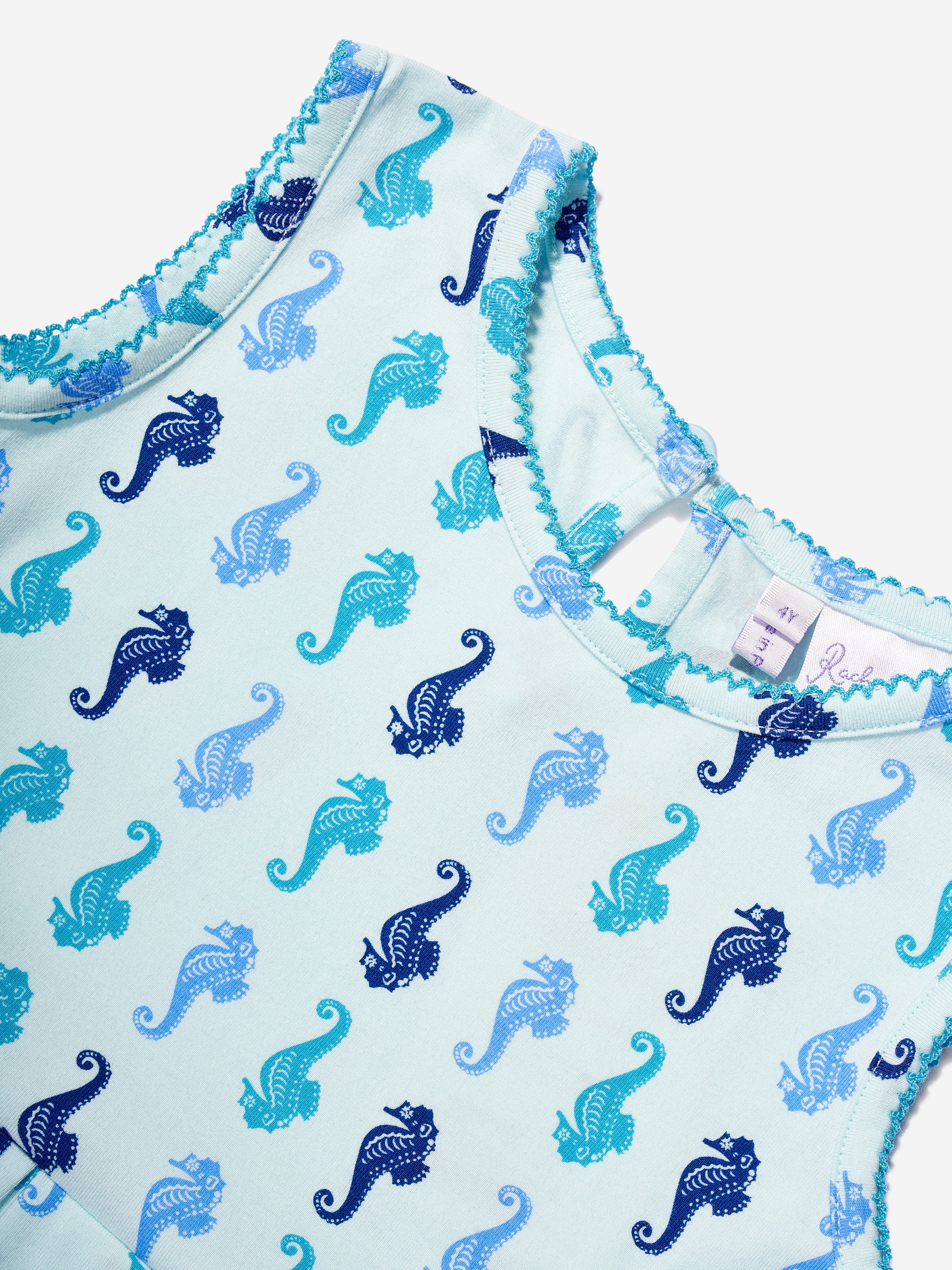 Rachel Riley Girls Seahorse Dress in Blue