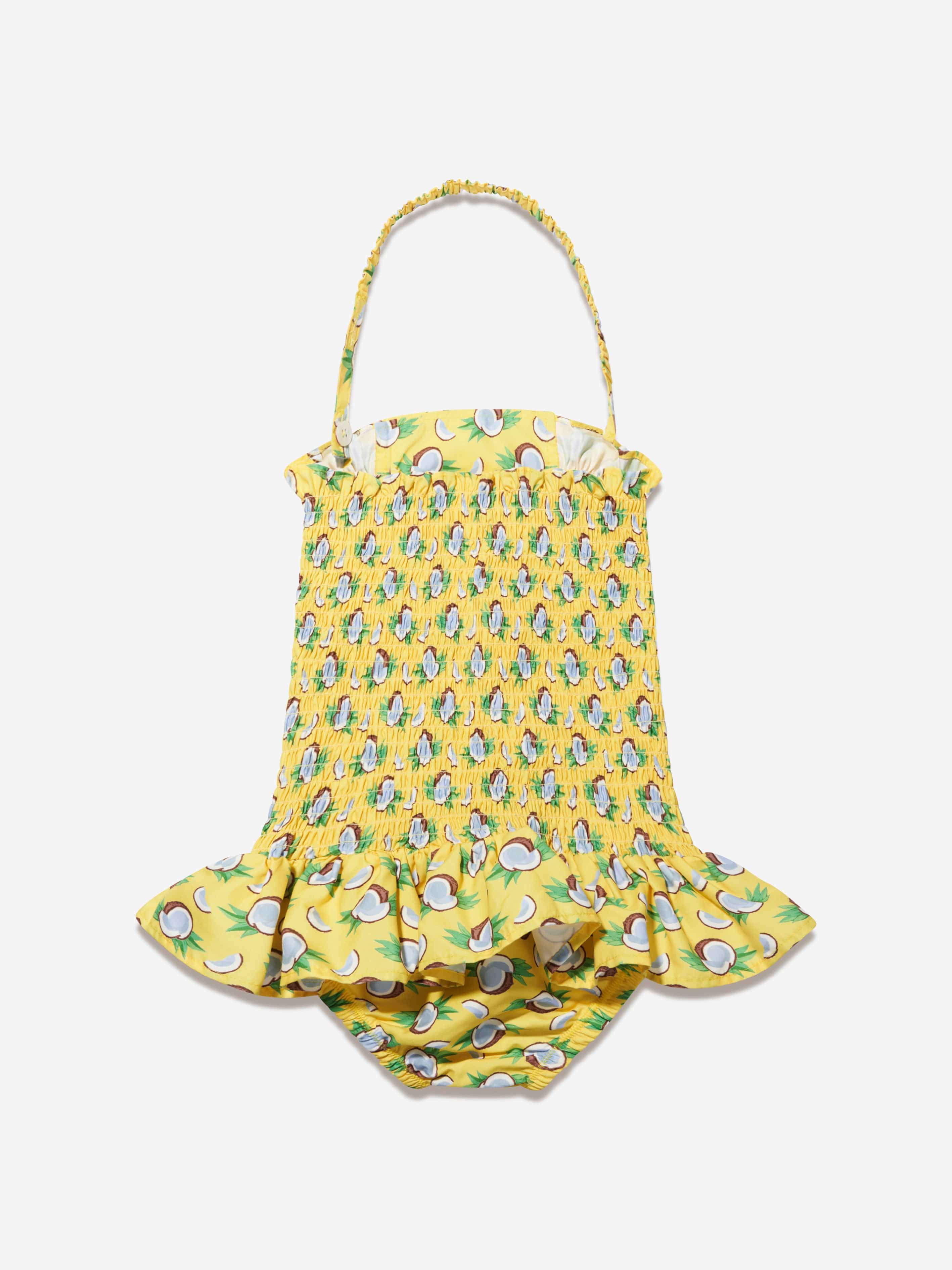 Rachel Riley Girls Coconut Ruched Swimsuit in Yellow