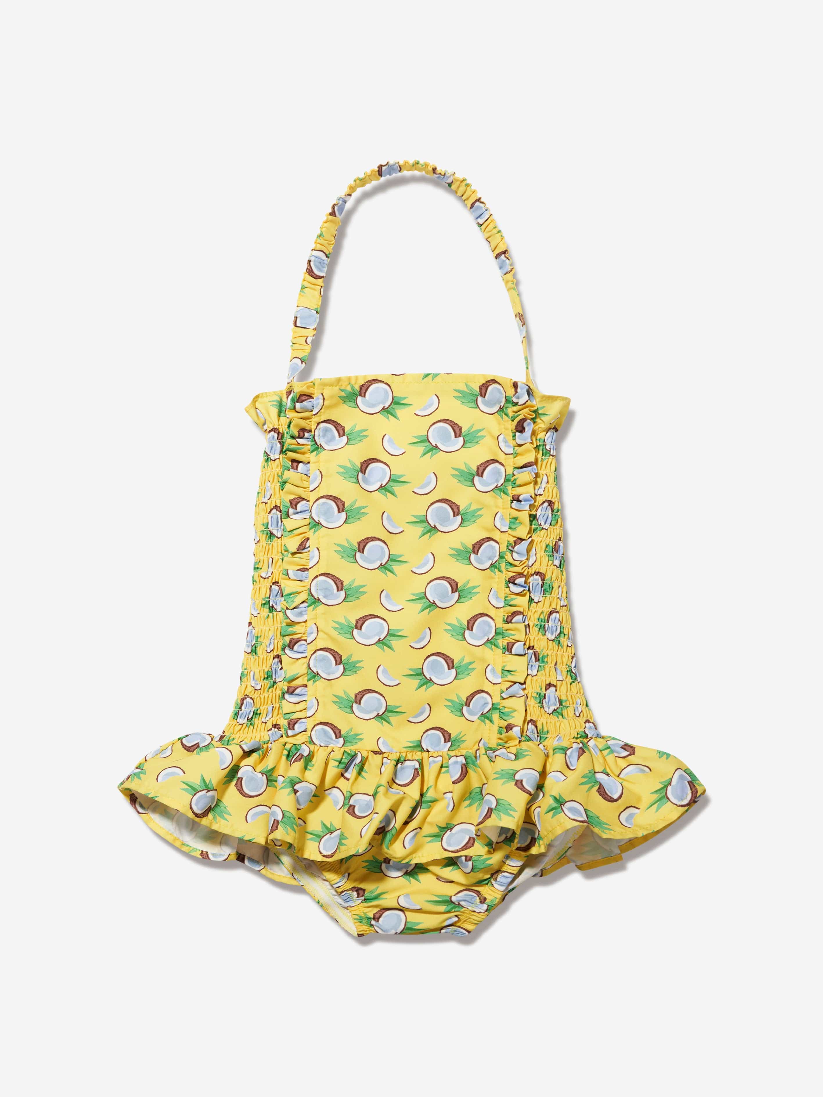 Rachel Riley Girls Coconut Ruched Swimsuit in Yellow