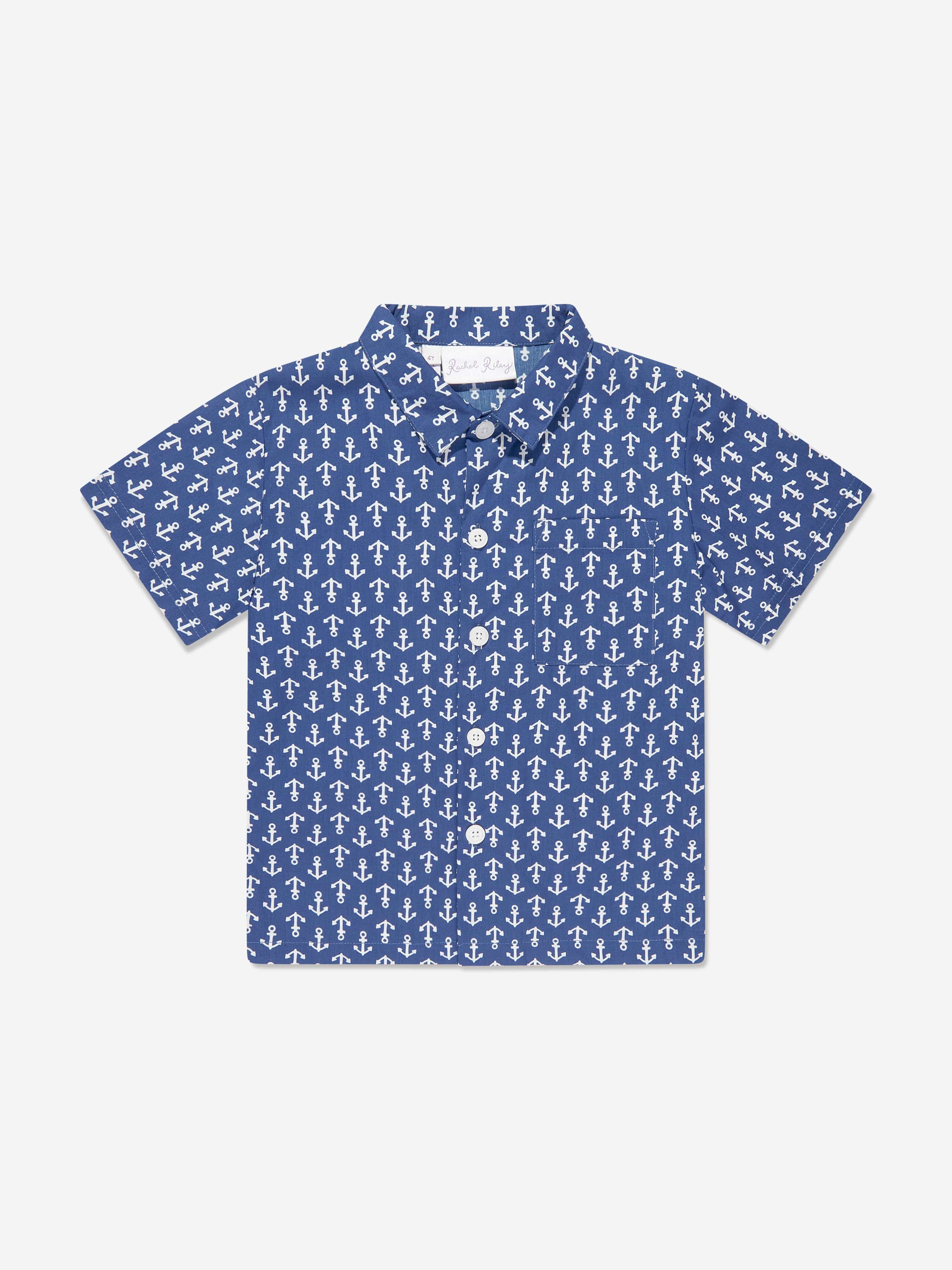 Rachel Riley Boys Anchor Shirt in Navy