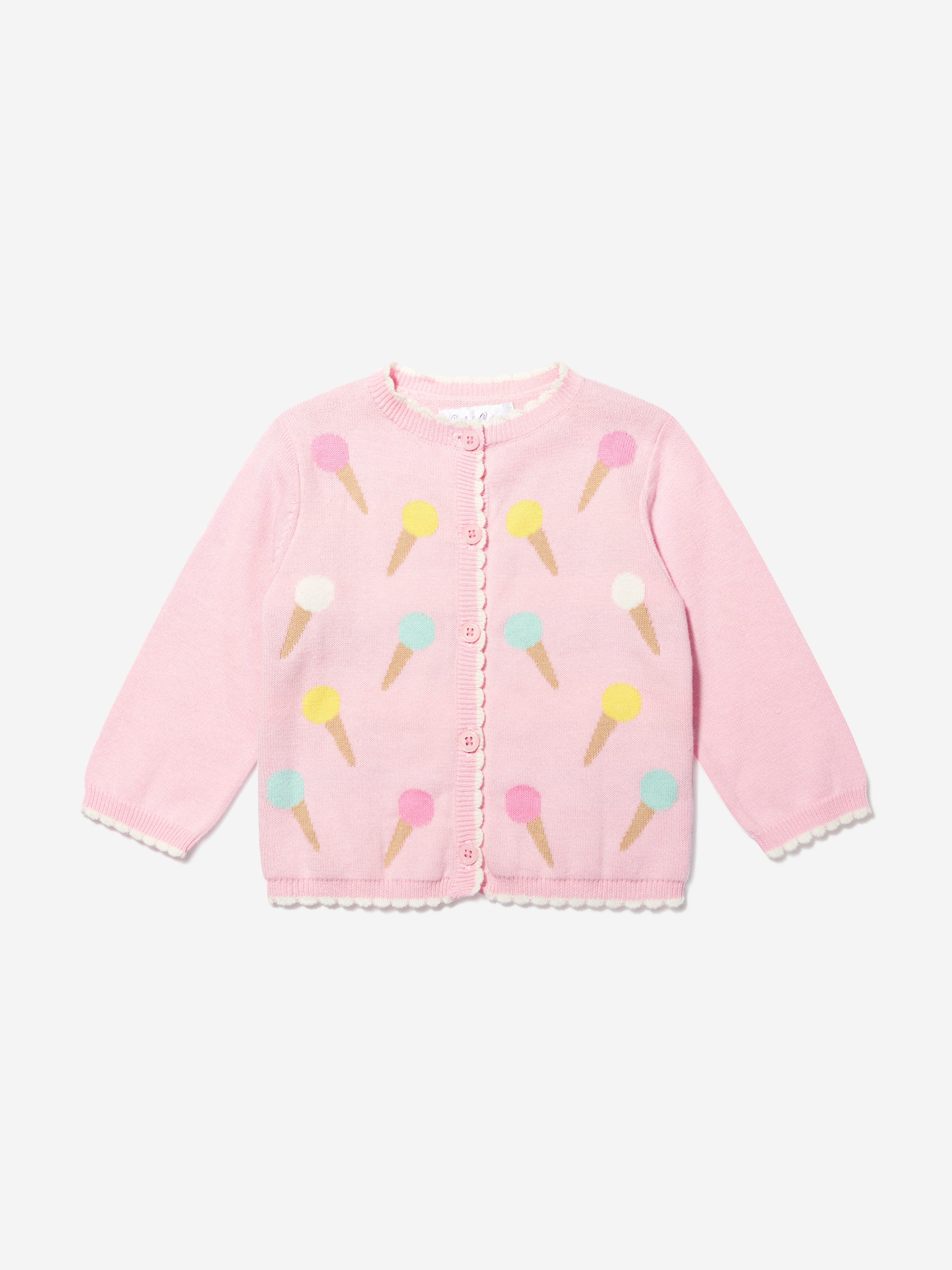 Rachel Riley Baby Girls Ice Cream Cardigan in Pink