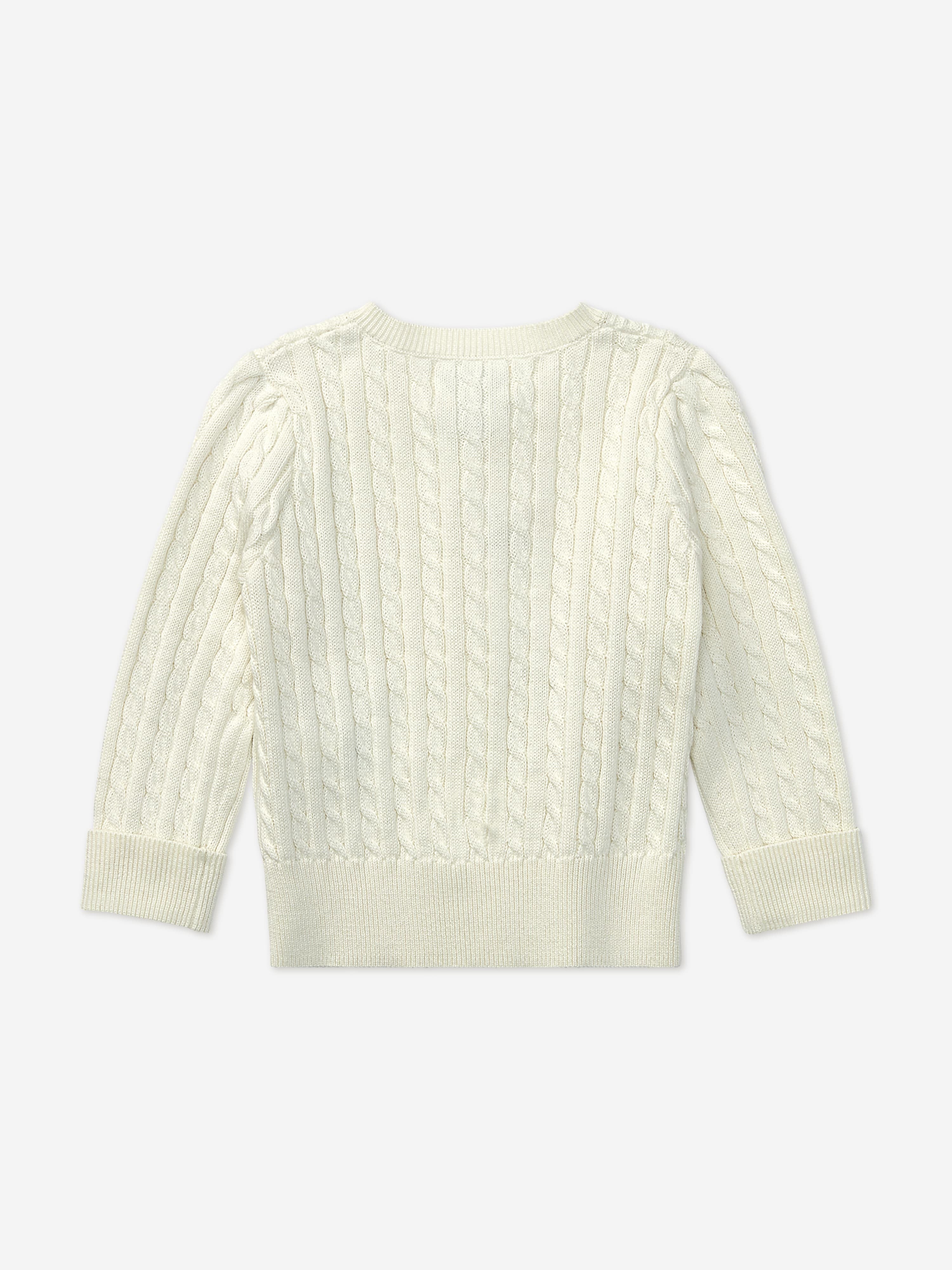 Ralph Lauren Baby Girls Mini Cable Knit Cardigan in Ivory