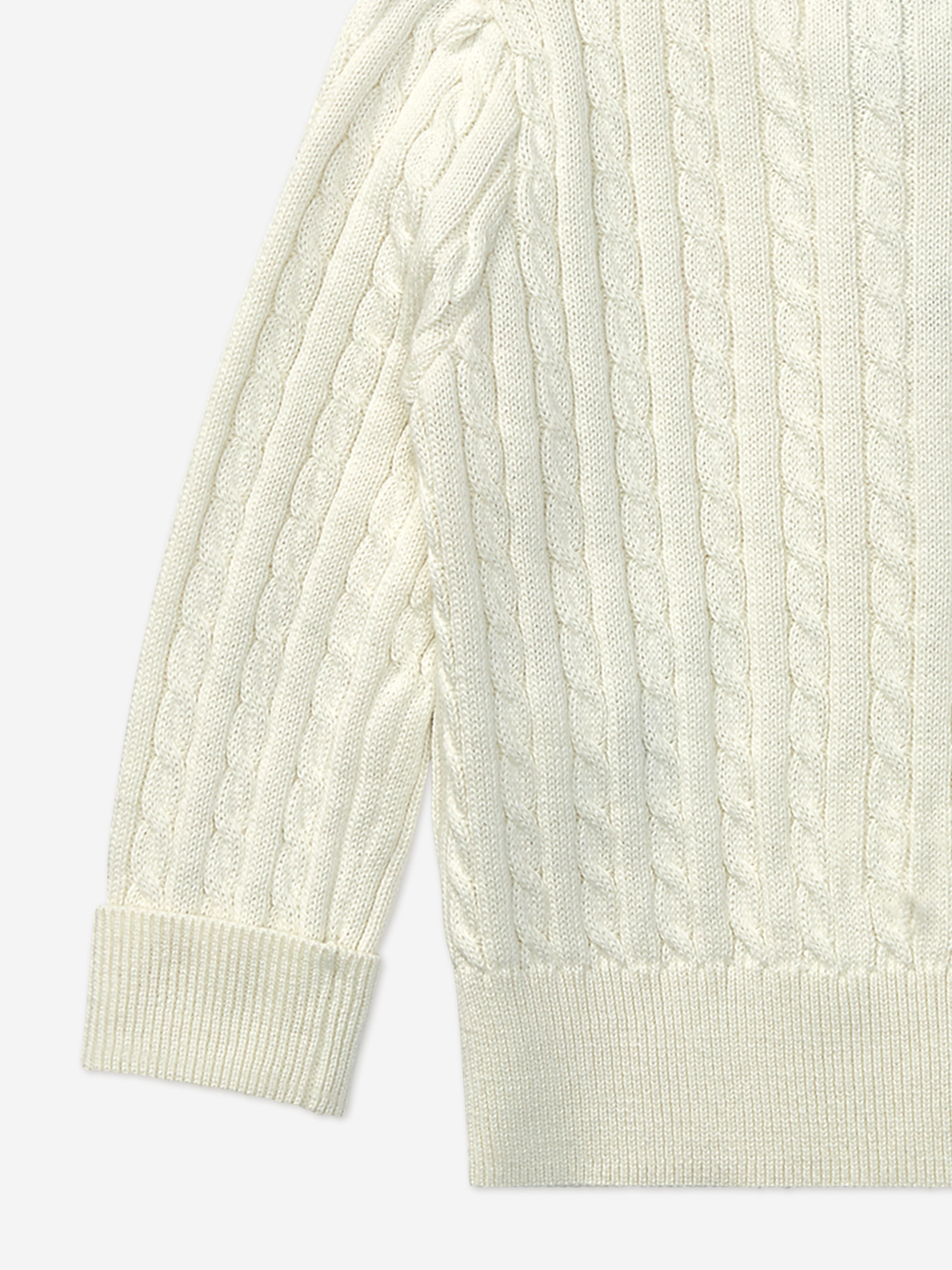 Ralph Lauren Baby Girls Mini Cable Knit Cardigan in Ivory