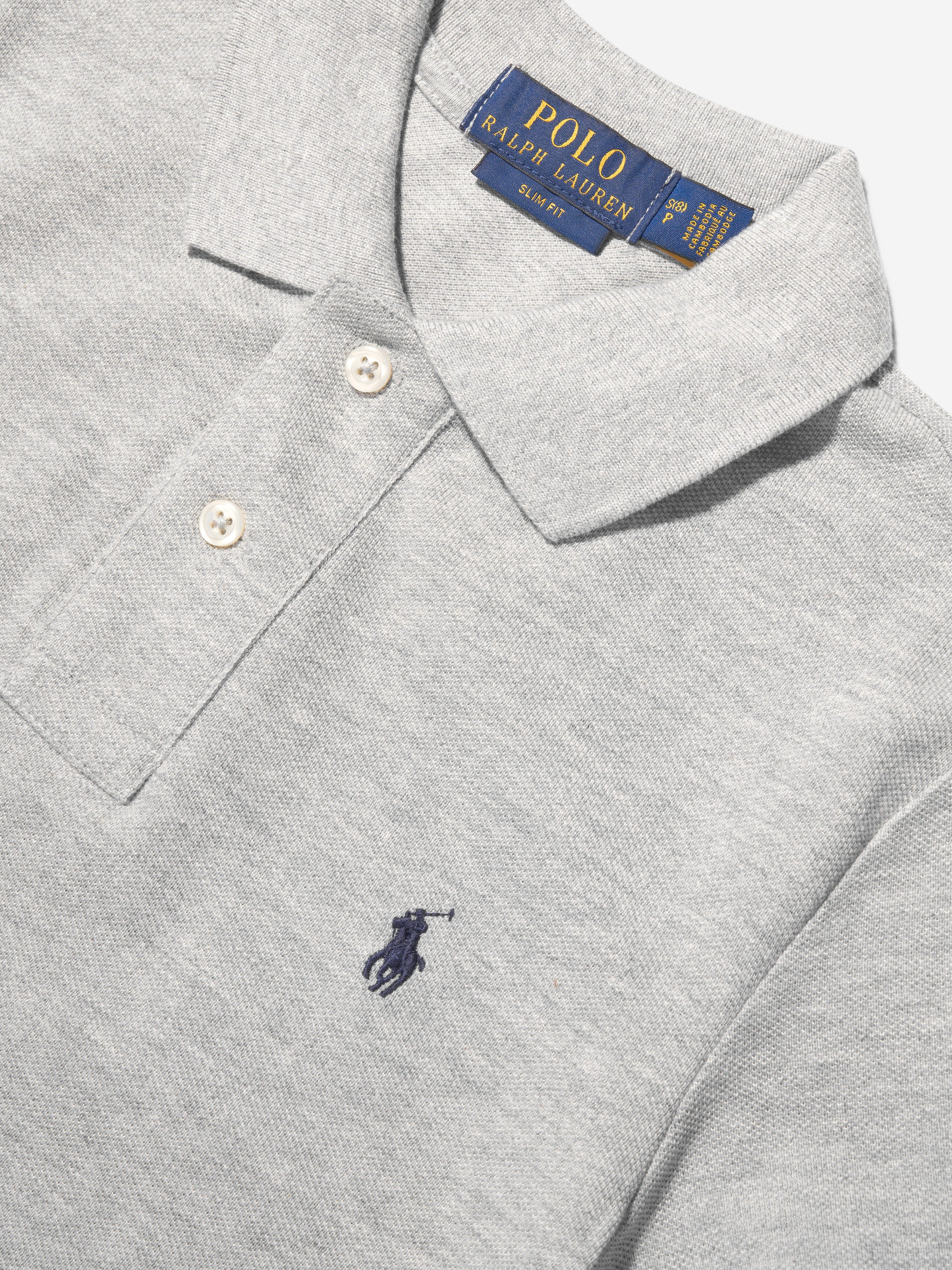 Ralph Lauren Boys Custom Fit Polo Shirt in Grey