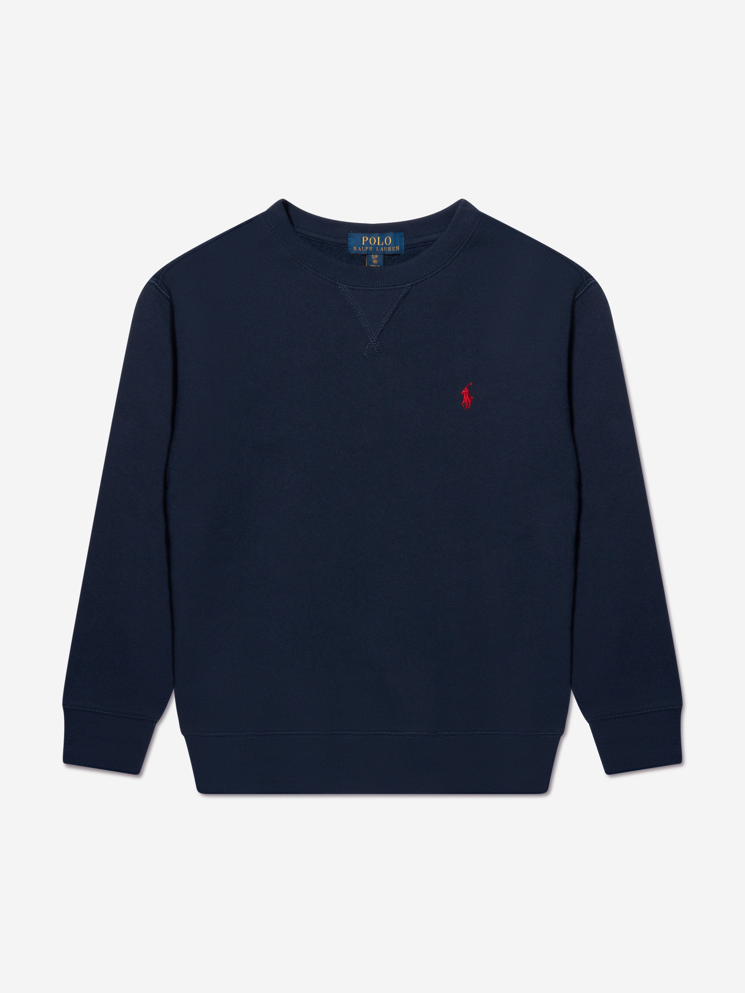 Ralph Lauren Boys Navy Cotton Fleece Sweater