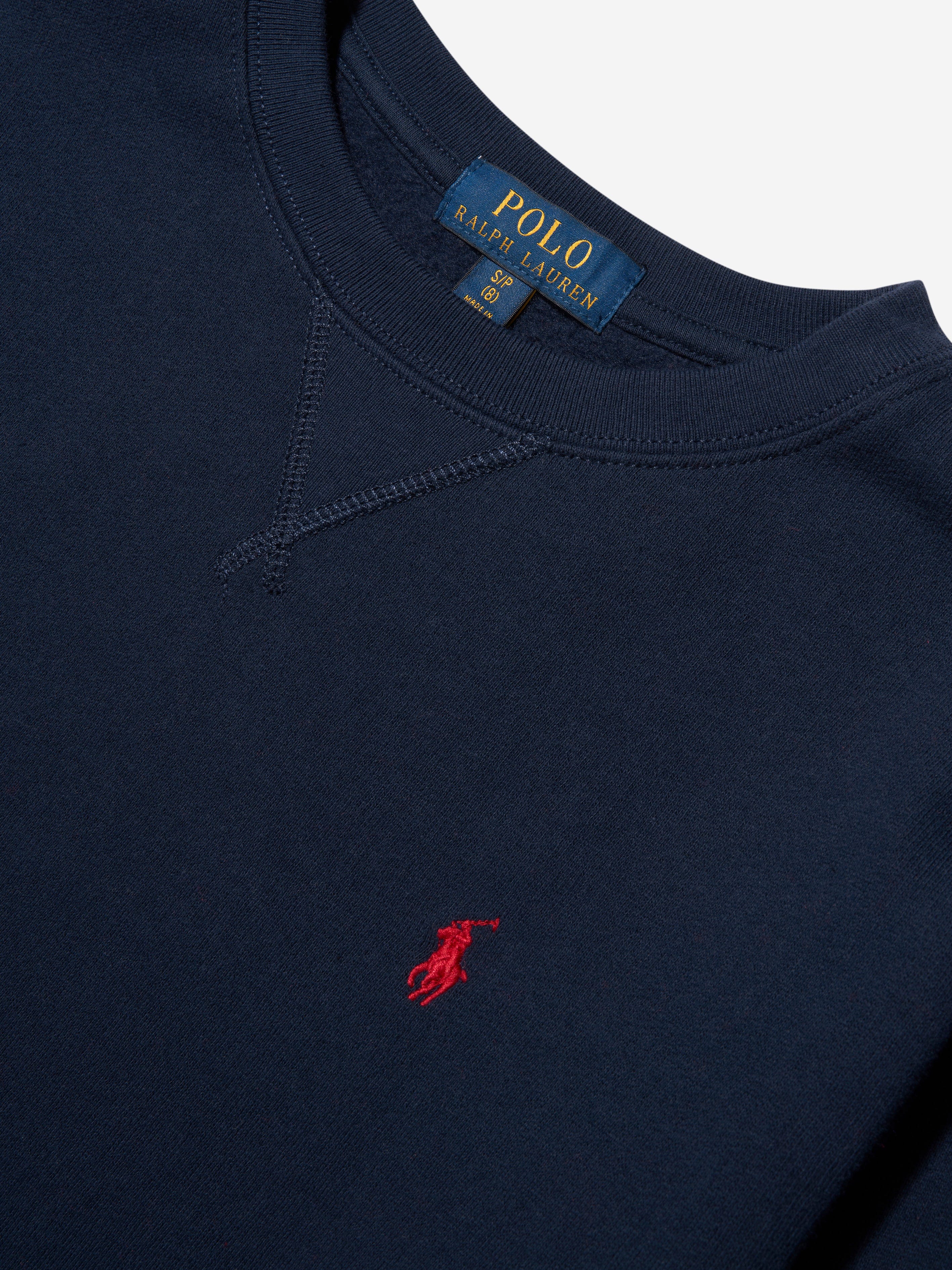 Ralph Lauren Boys Navy Cotton Fleece Sweater