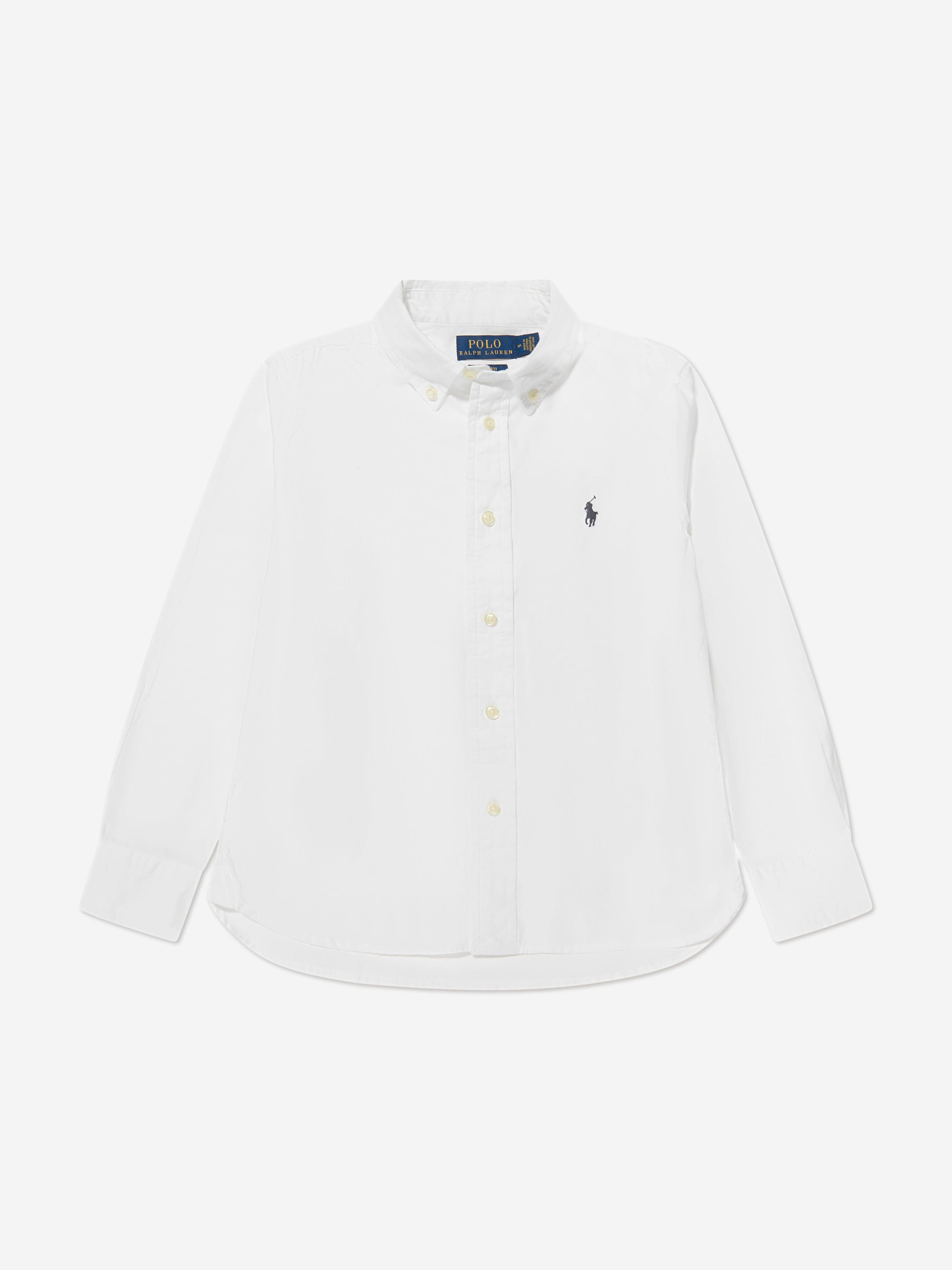 Ralph Lauren Boys Slim Fit Oxford Shirt in White