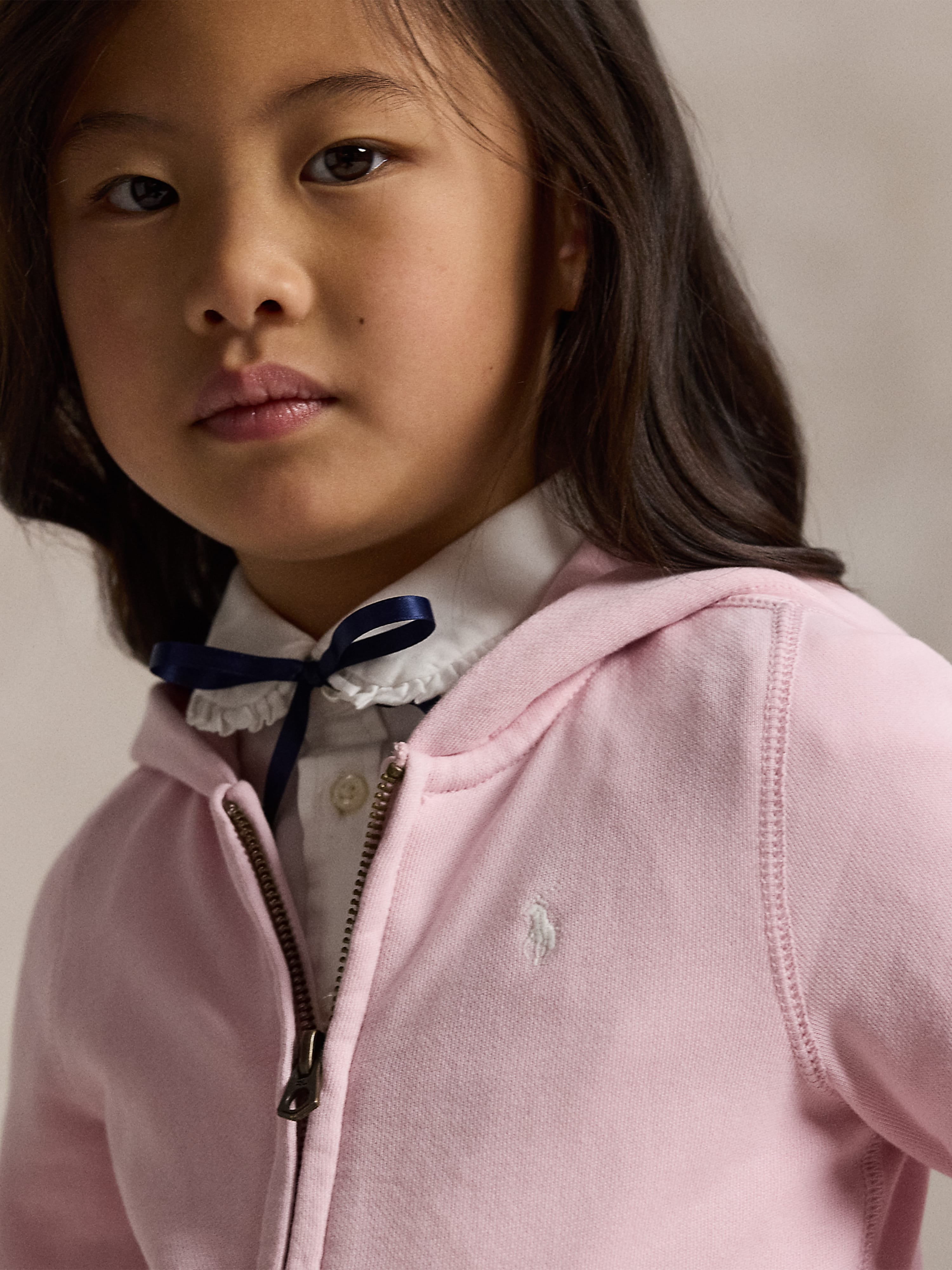 Ralph Lauren Girls Logo Zip Up Top in Pink