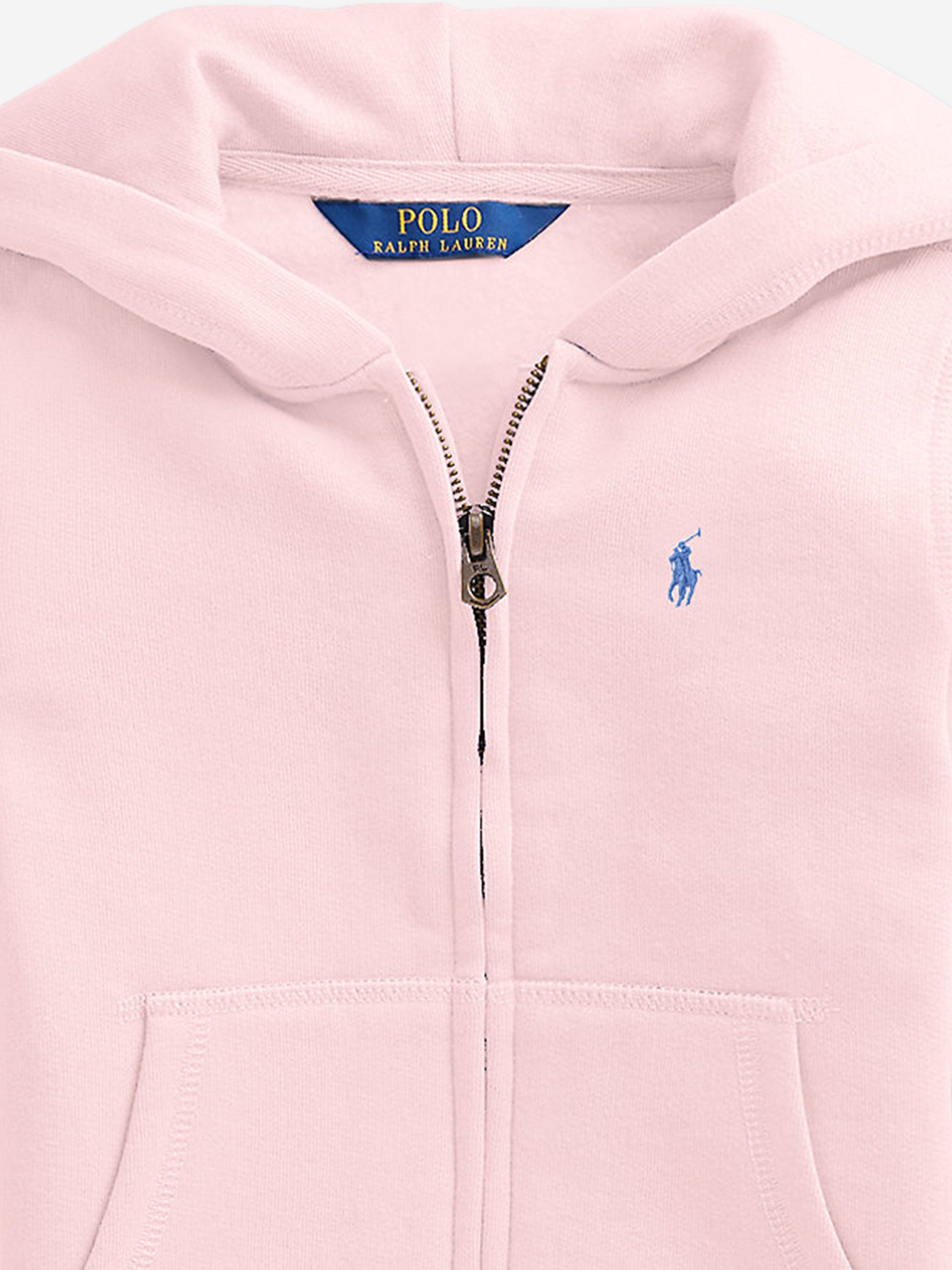 Ralph Lauren Girls Logo Zip Up Top in Pink