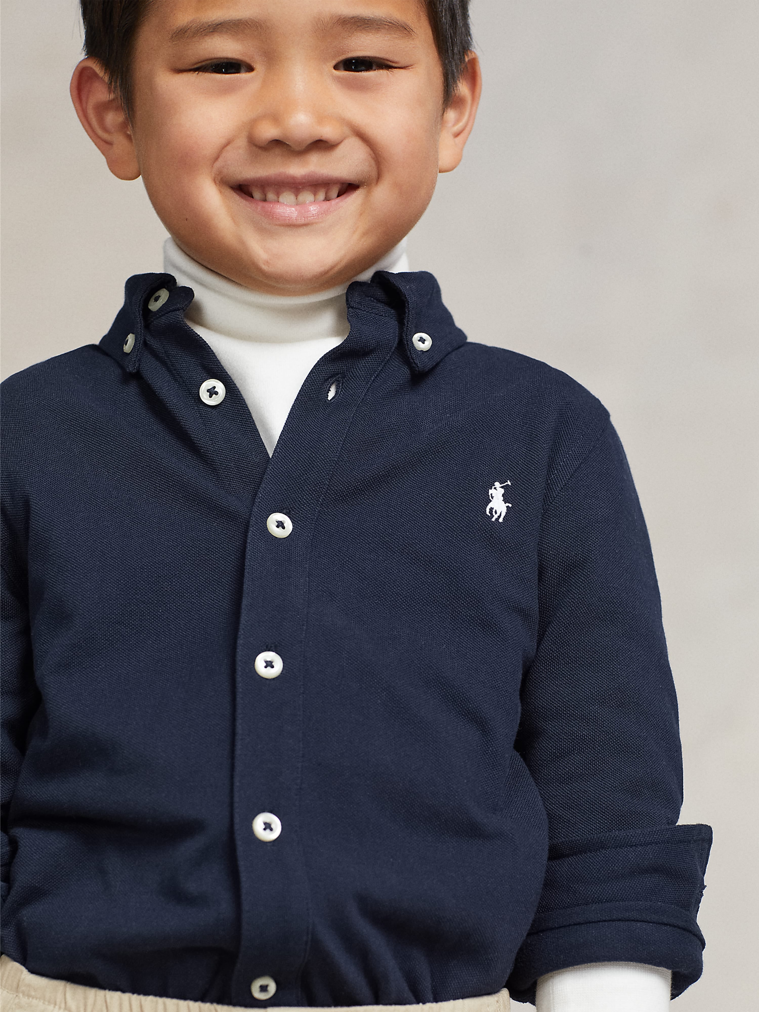 Ralph Lauren Boys Logo Shirt in Navy