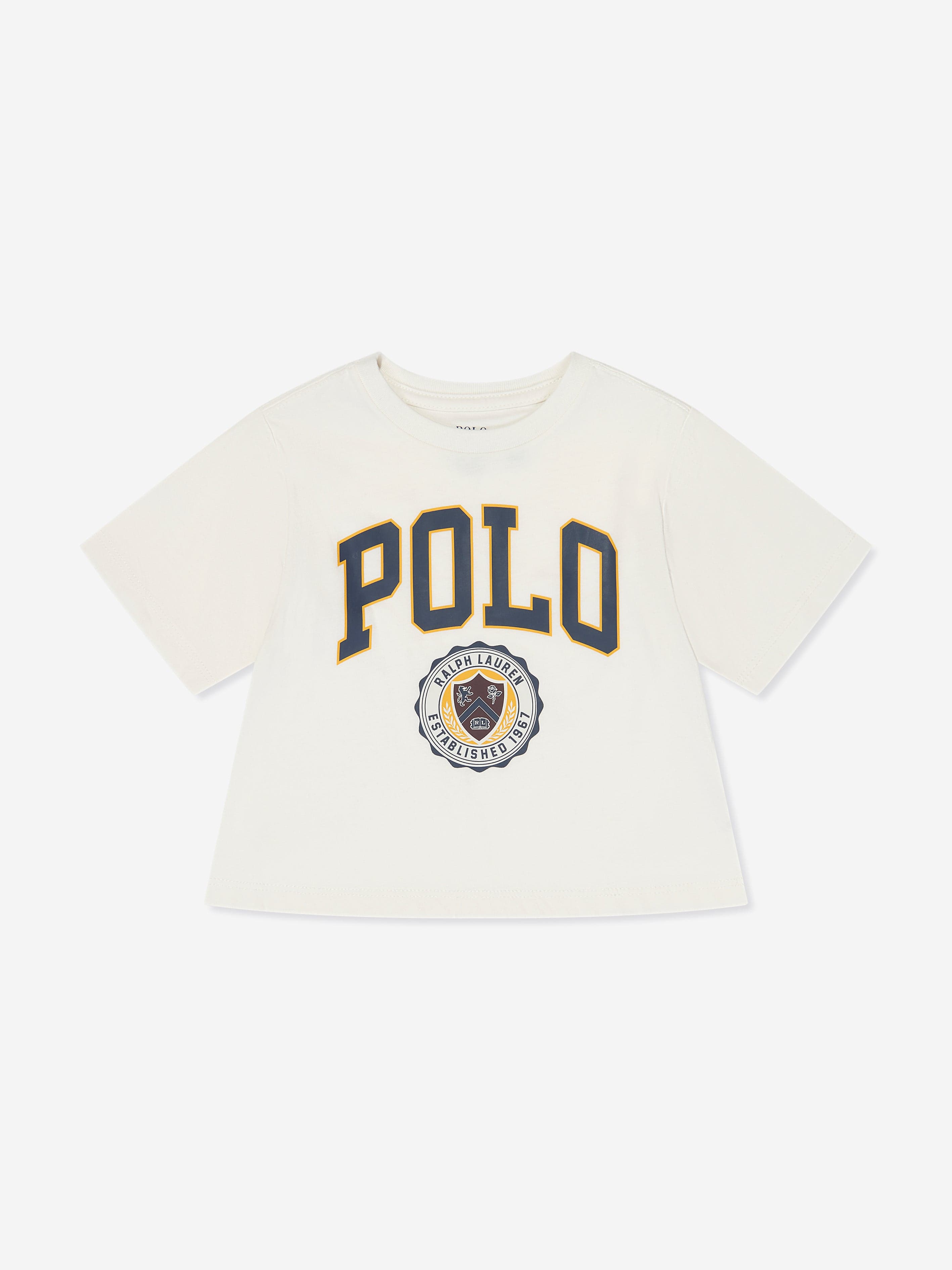 Ralph Lauren Girls Varsity Polo T-Shirt in White