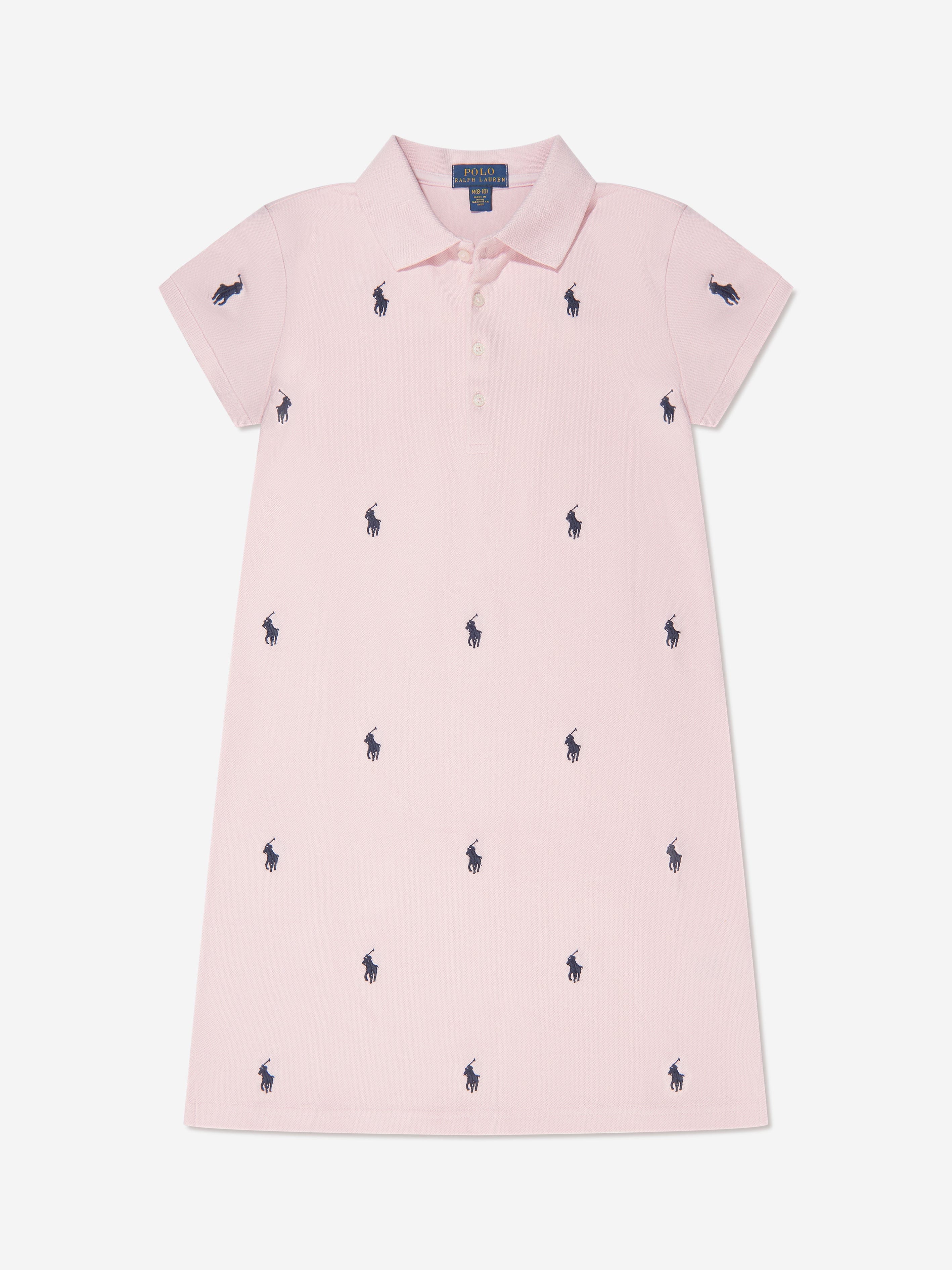 Ralph Lauren Girls Embroidered Polo Dress in Pink