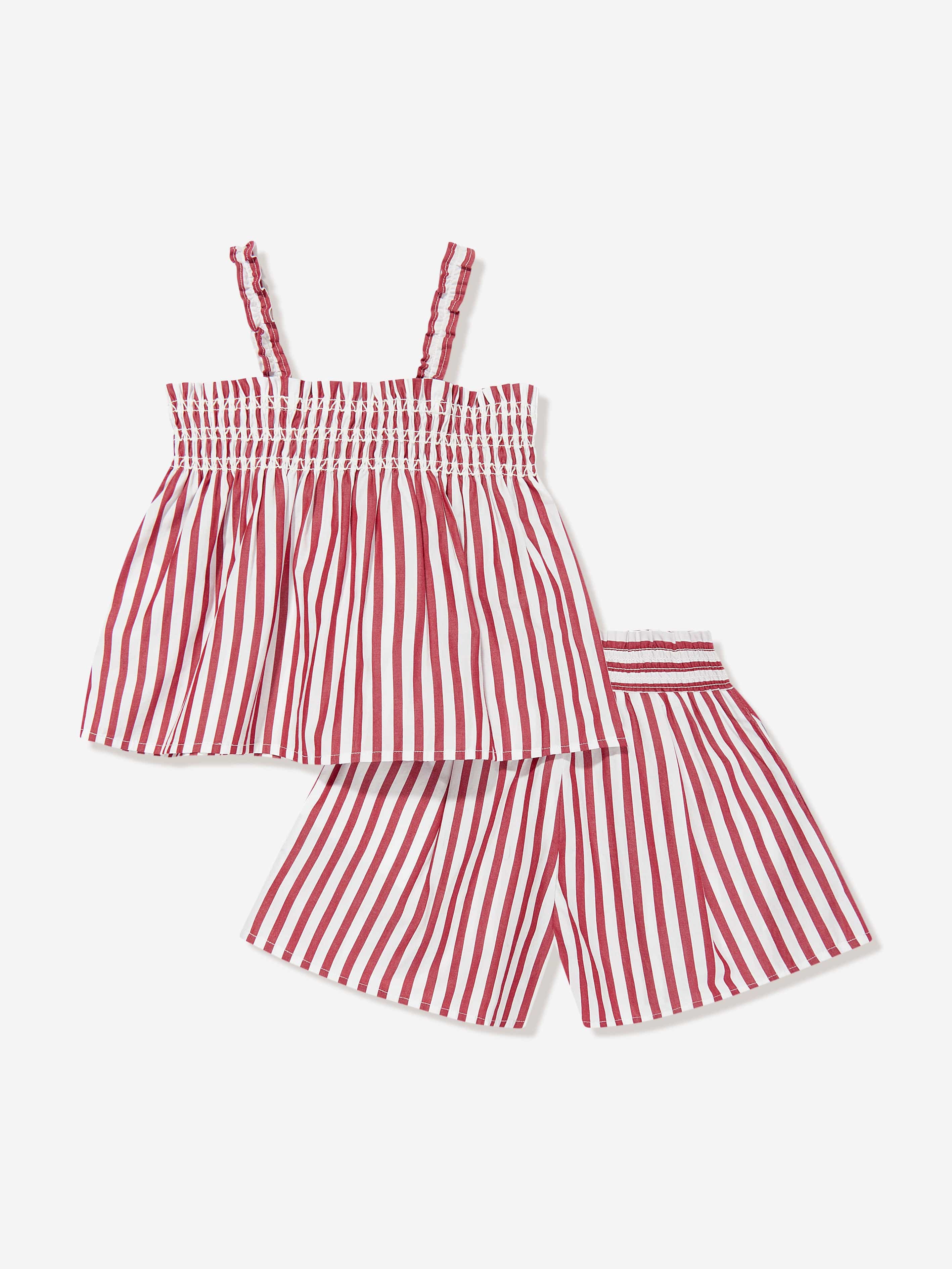 Ralph Lauren Girls Striped Shorts Set in Red