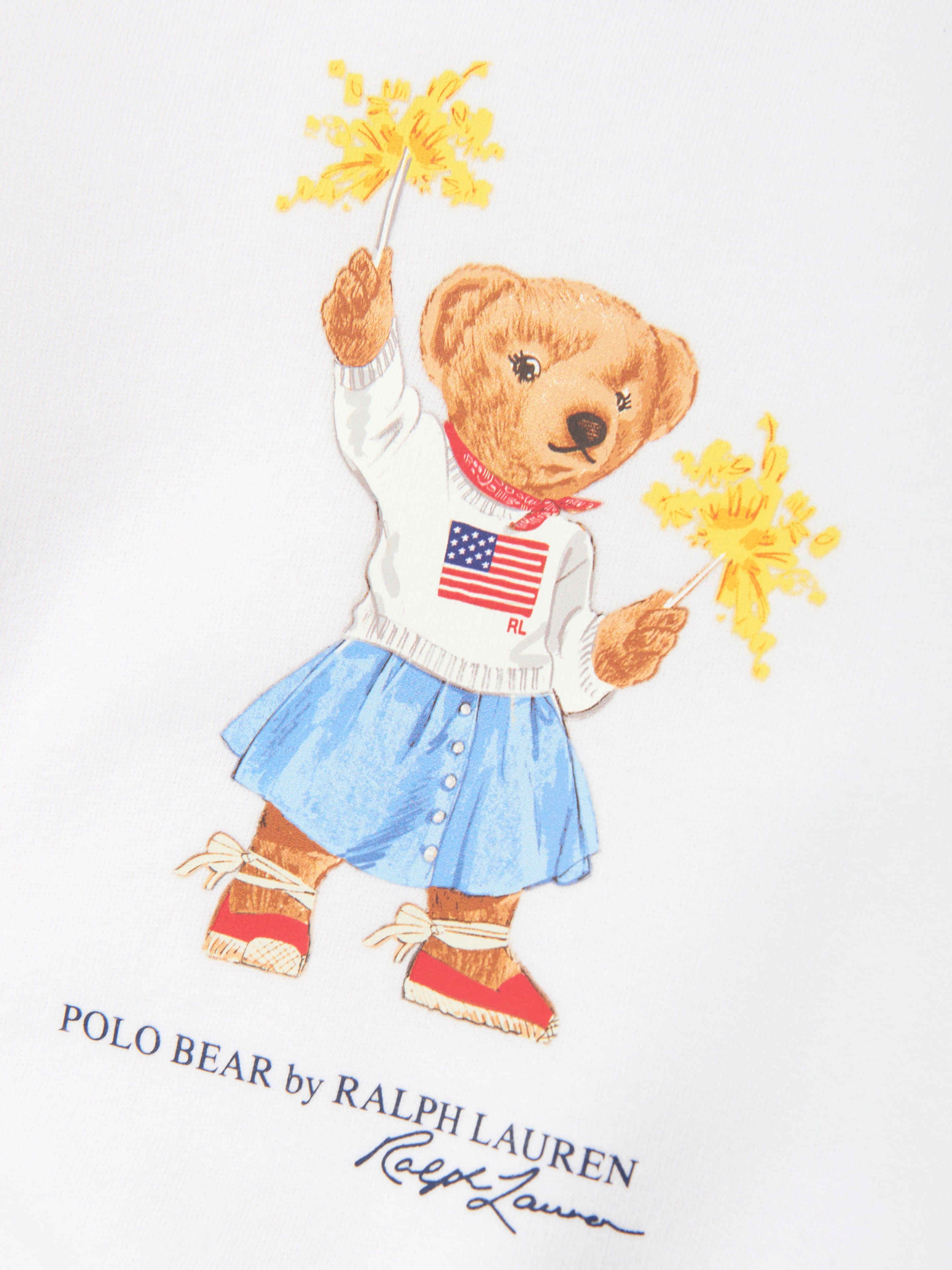 Ralph Lauren Girls Sparkle Bear Sweatshirt in White