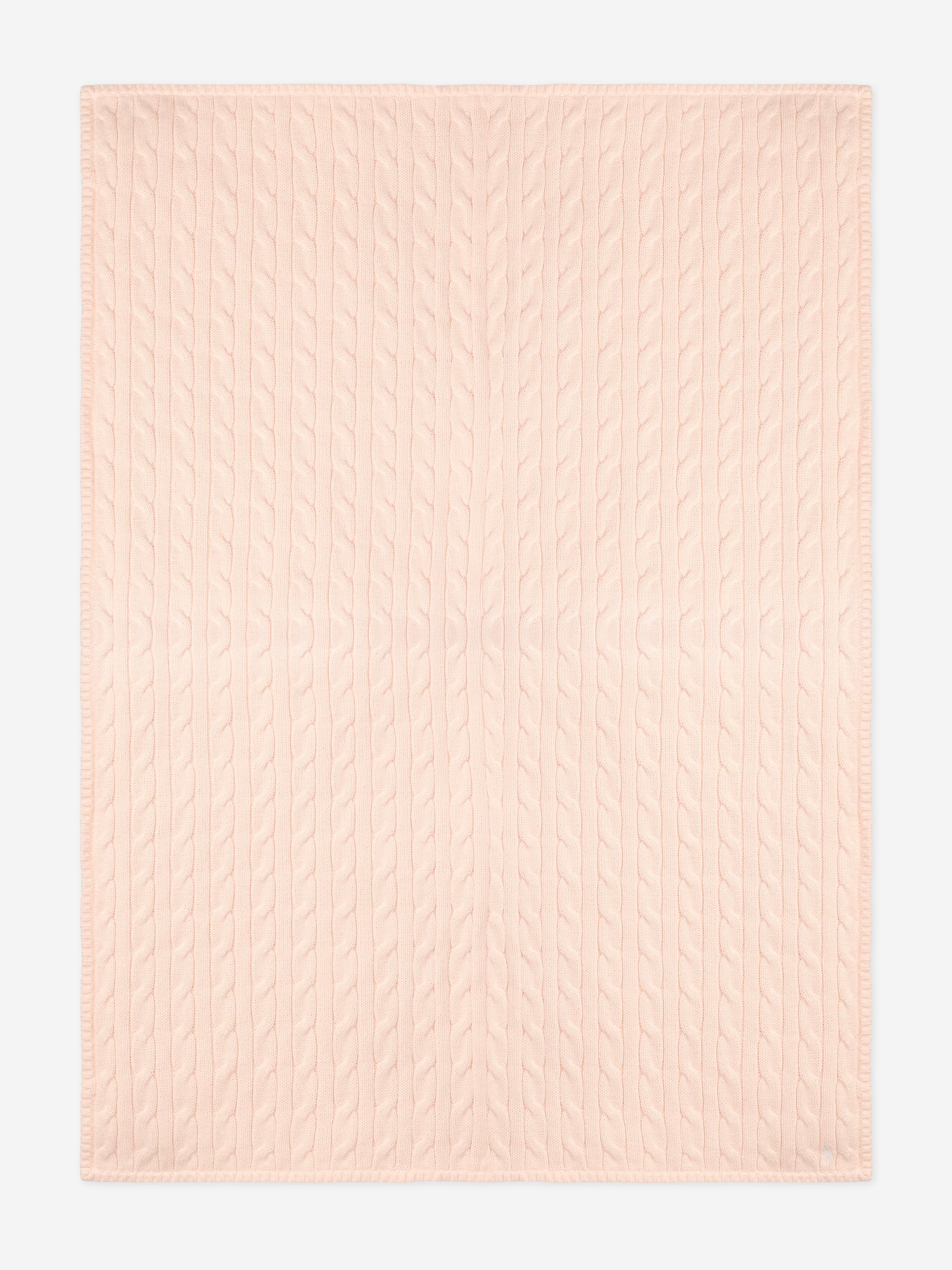 Ralph Lauren Baby Girls Cotton Cable Knit Blanket in Pink (101cm)