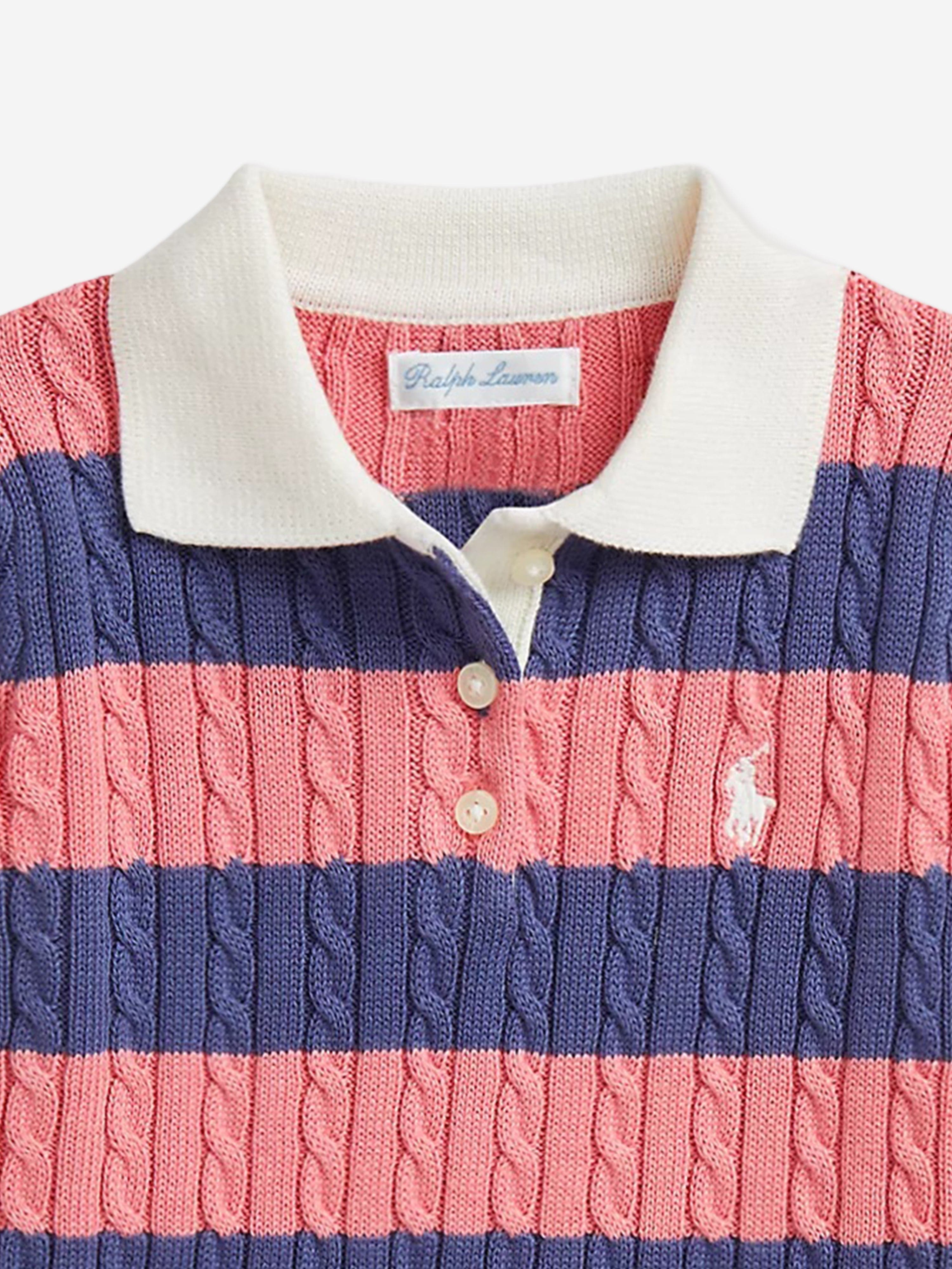 Ralph Lauren Baby Girls Striped Cotton Knit Dress in Blue