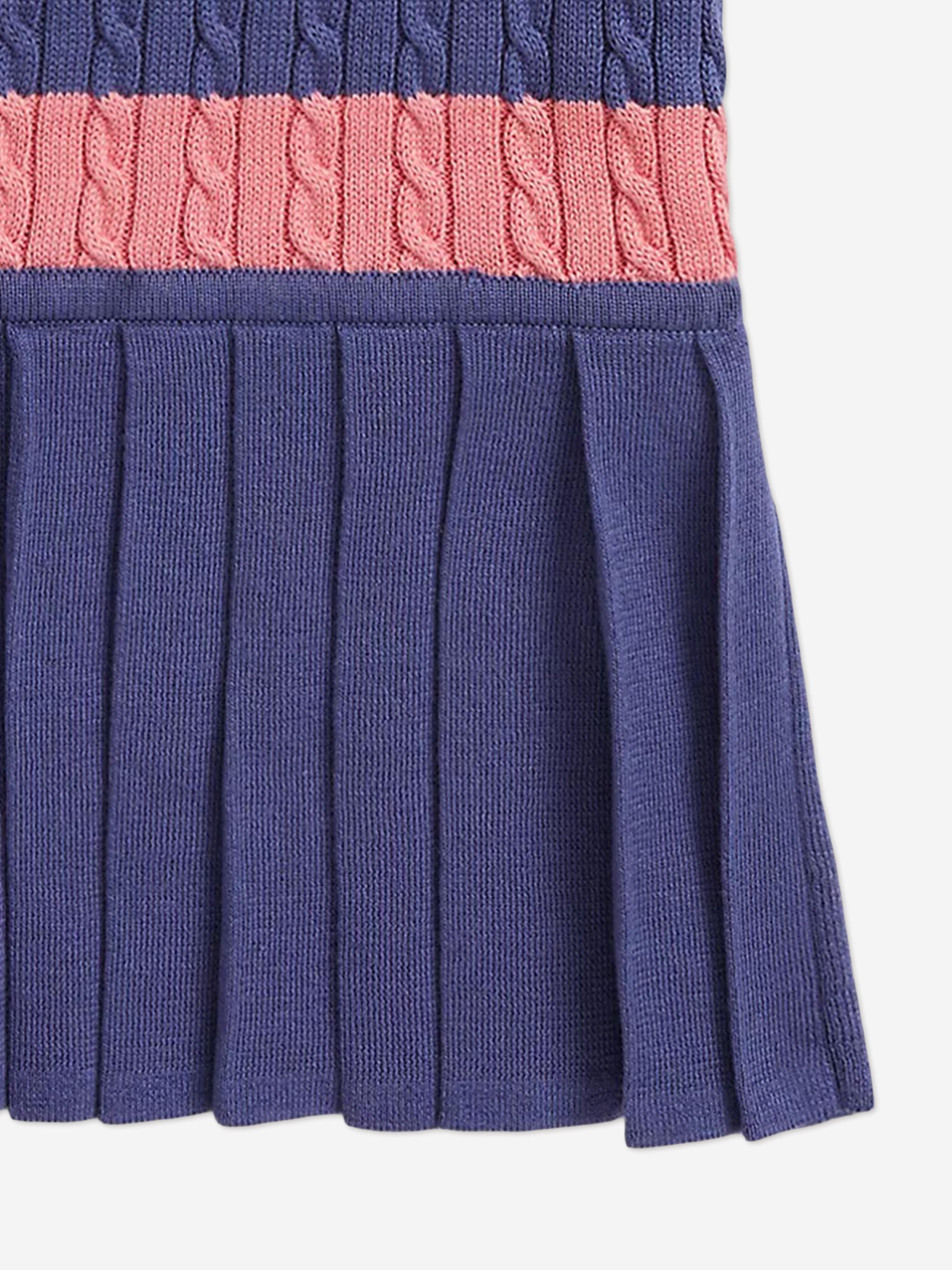 Ralph Lauren Baby Girls Striped Cotton Knit Dress in Blue