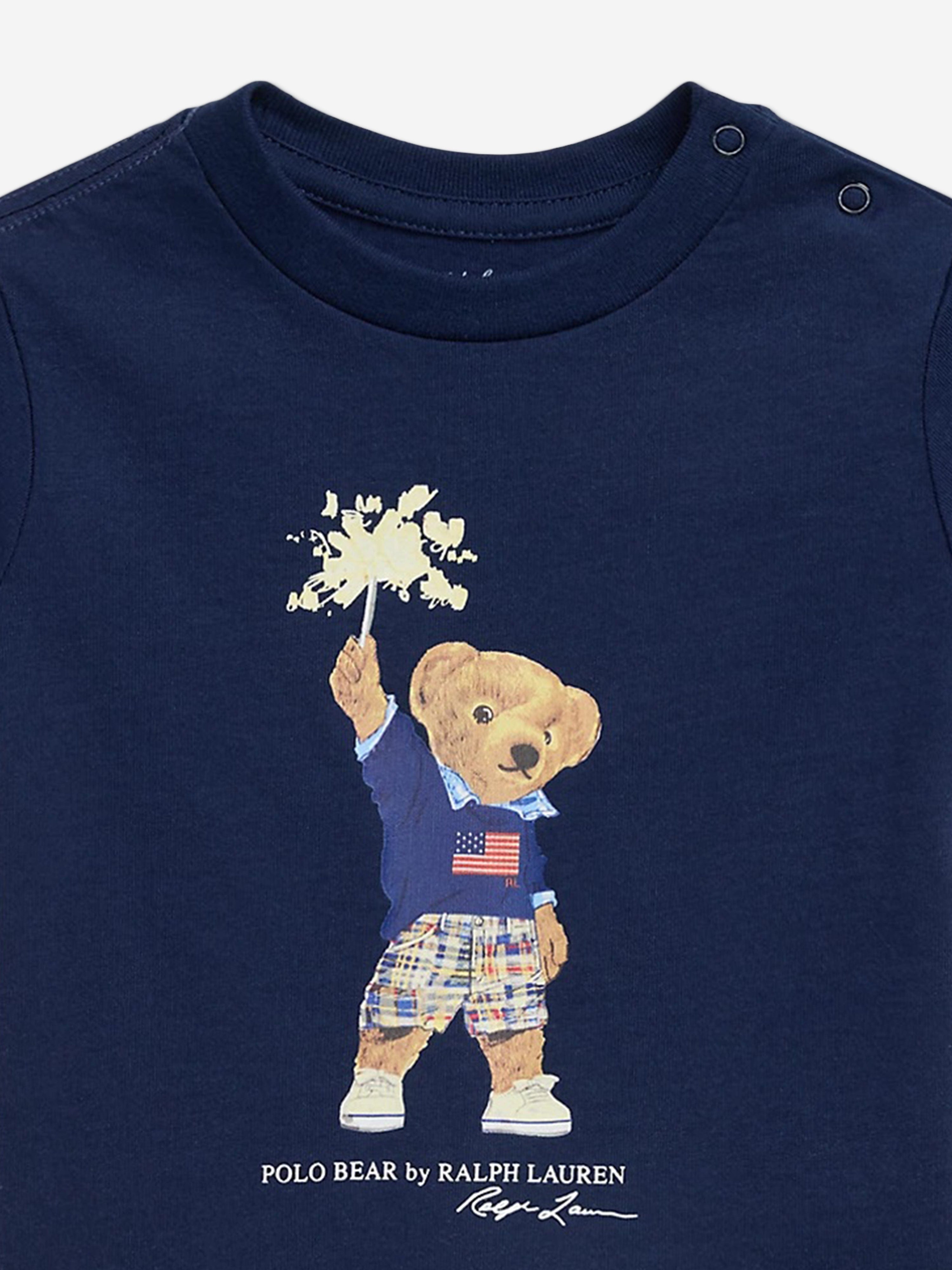 Ralph Lauren Baby Boys Sparkler Polo Bear T-Shirt in Navy