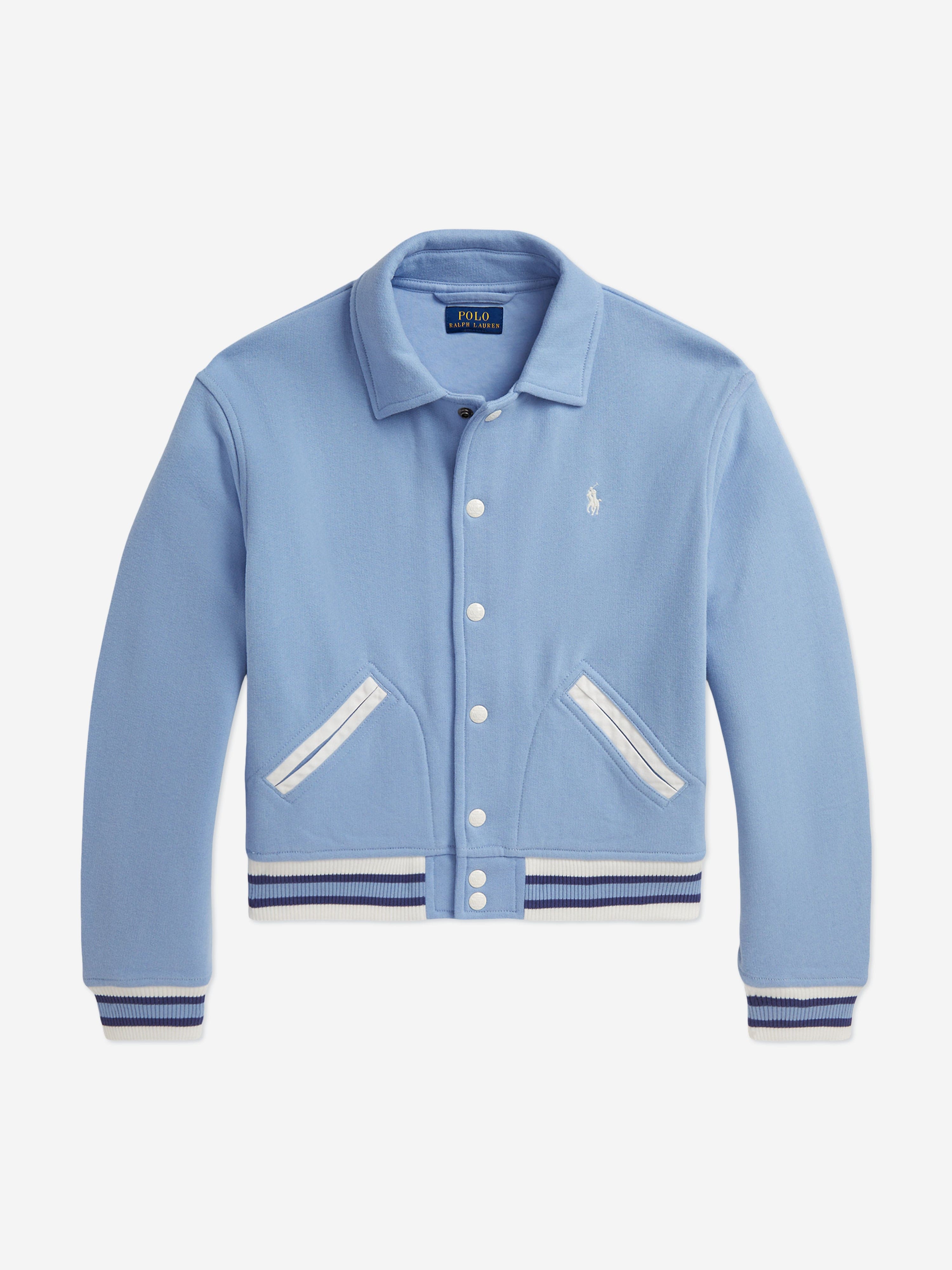 Ralph Lauren Girls Collared Varsity Jacket in Blue