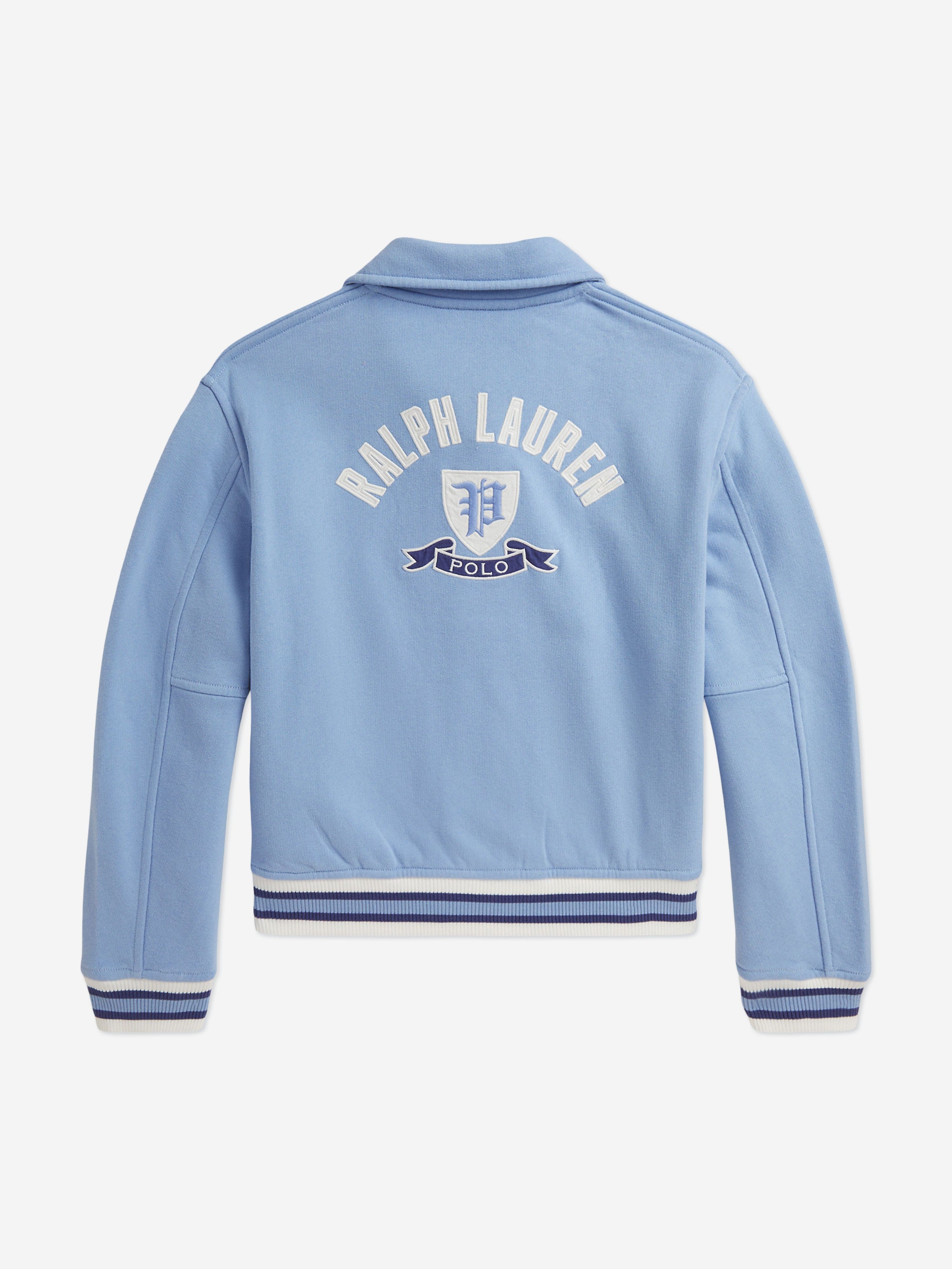 Ralph Lauren Girls Collared Varsity Jacket in Blue