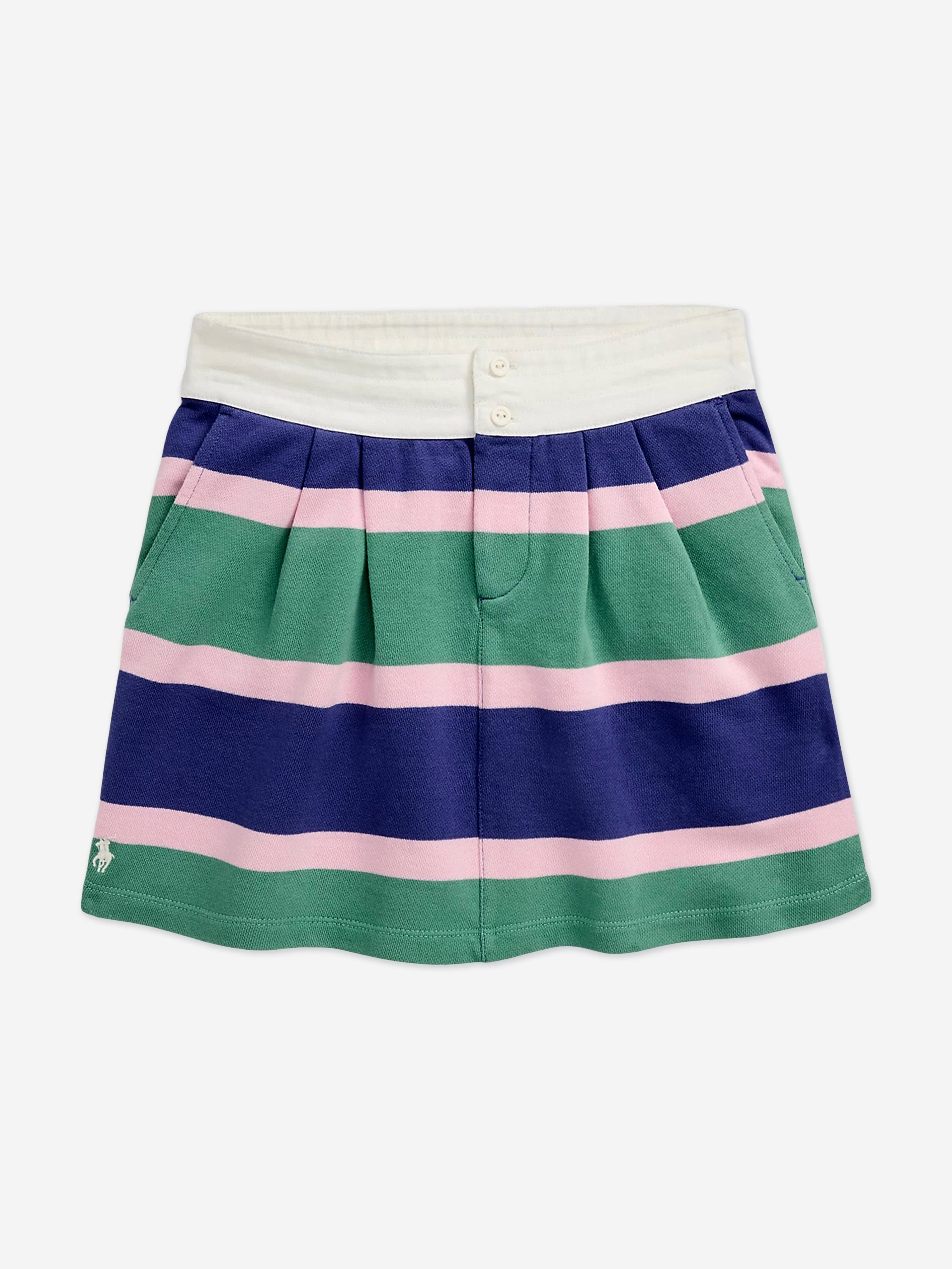 Ralph Lauren Girls Loopback Terry Rugby Skirt in Green
